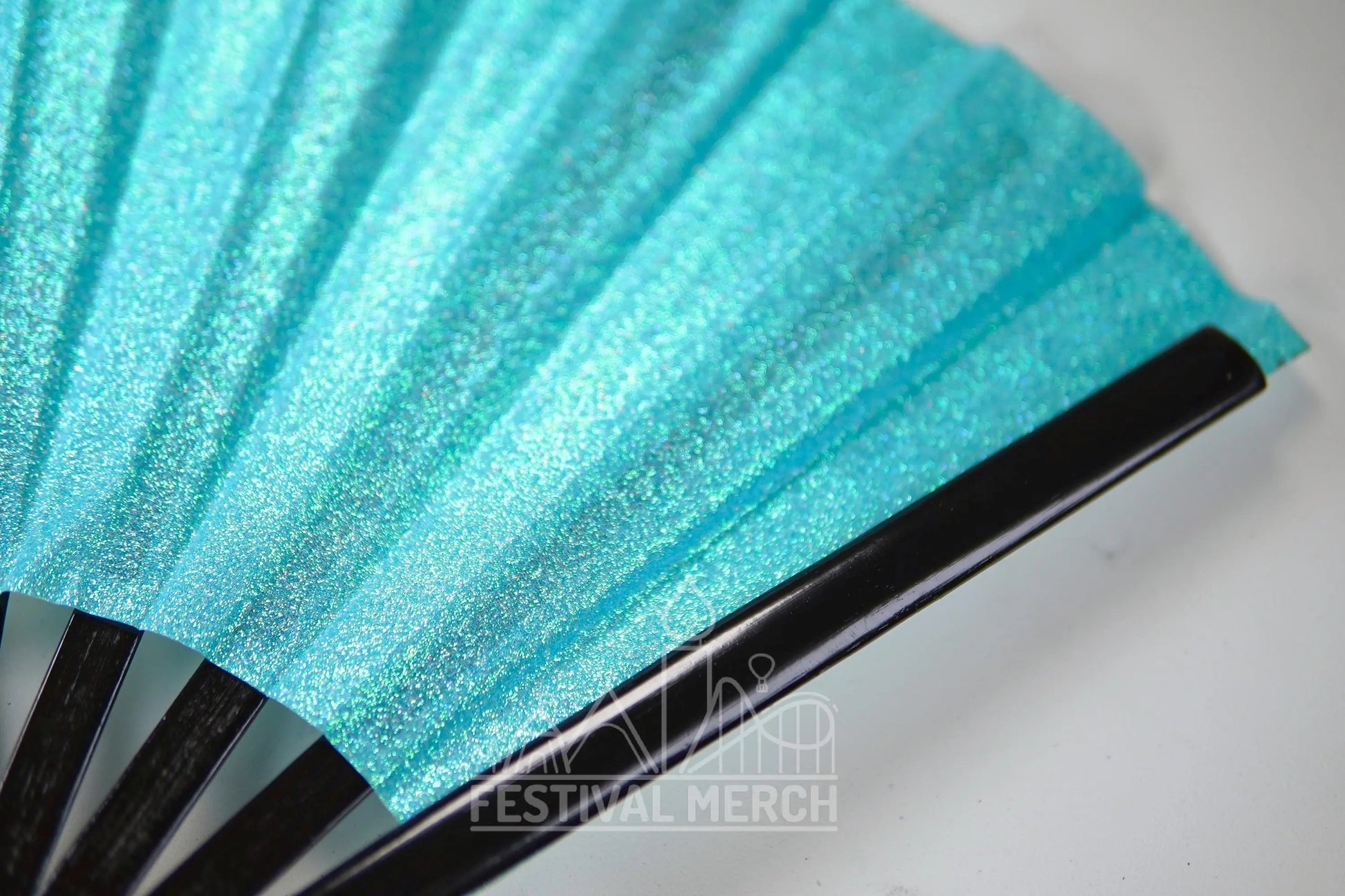 Iridescent Hand Fan XL Bamboo Festival Merch Vinyl Shimmer Clack Fan EDM Rave accessories Pride Festival Holographic Ibiza Holiday