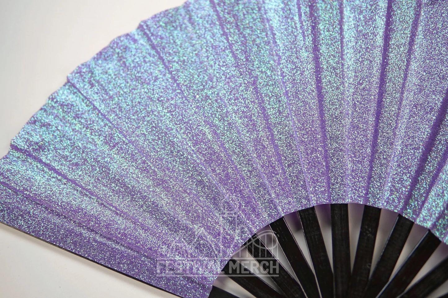 Iridescent Hand Fan XL Bamboo Festival Merch Vinyl Shimmer Clack Fan EDM Rave accessories Pride Festival Holographic Ibiza Holiday