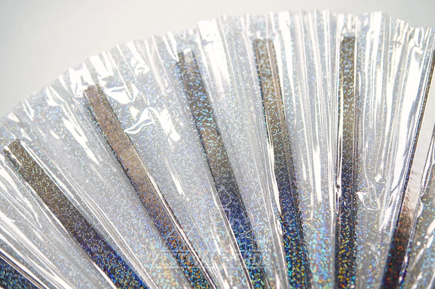 Iridescent Hand Fan XL Bamboo Festival Merch Vinyl Shimmer Clack Fan EDM Rave accessories Pride Festival Holographic Ibiza Holiday