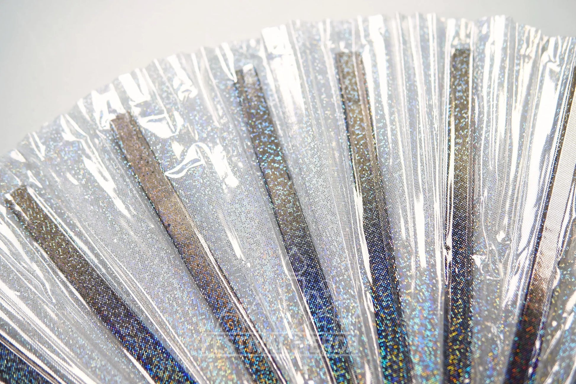 Iridescent Hand Fan XL Bamboo Festival Merch Vinyl Shimmer Clack Fan EDM Rave accessories Pride Festival Holographic Ibiza Holiday