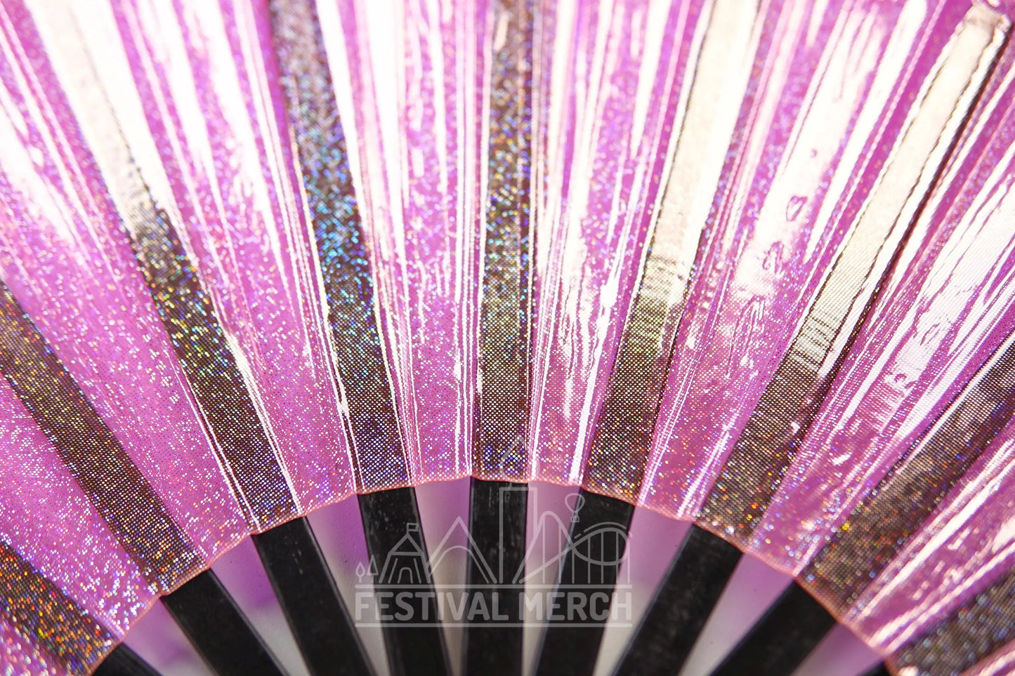 Iridescent Hand Fan XL Bamboo Festival Merch Vinyl Shimmer Clack Fan EDM Rave accessories Pride Festival Holographic Ibiza Holiday