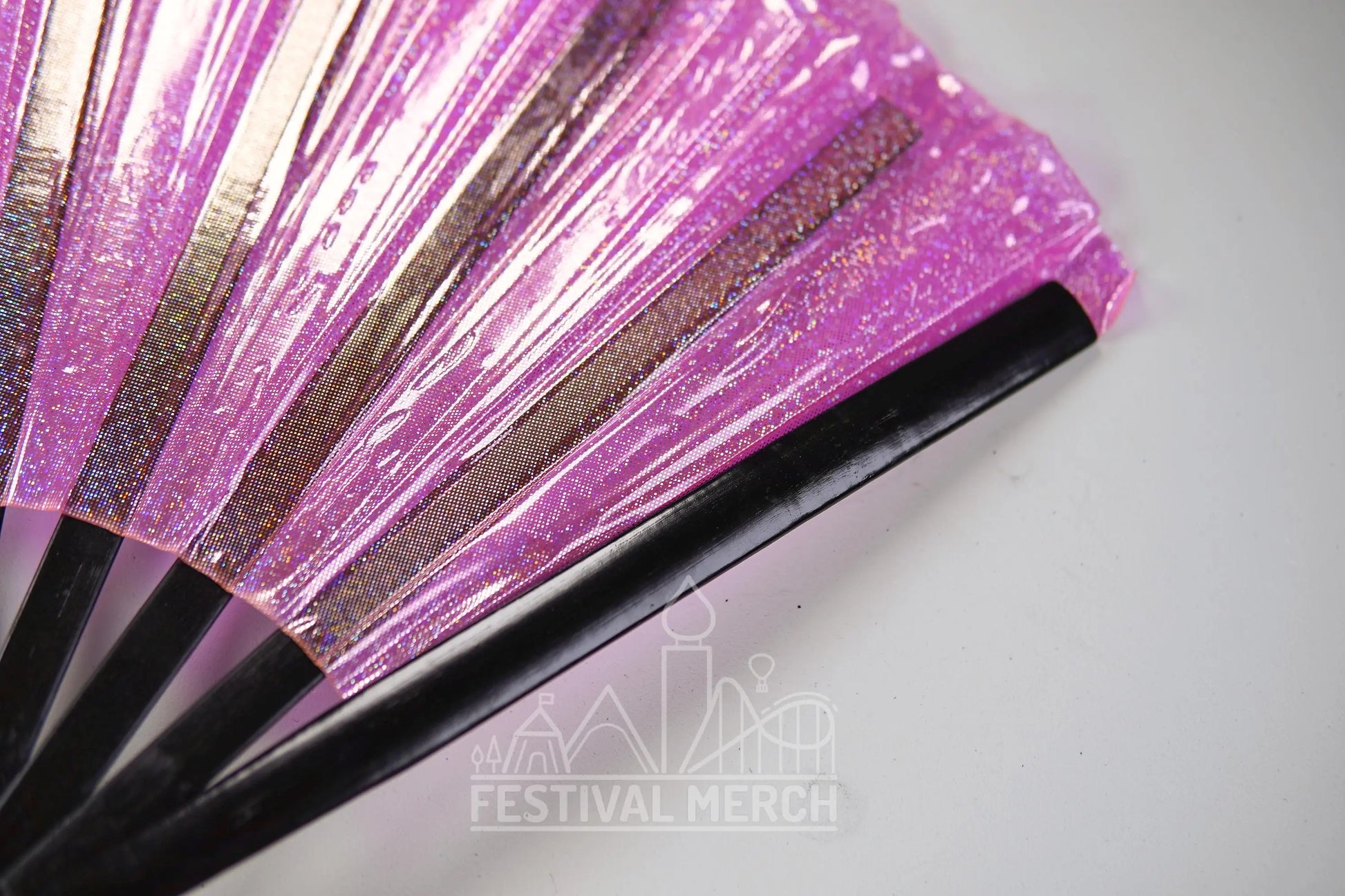 Iridescent Hand Fan XL Bamboo Festival Merch Vinyl Shimmer Clack Fan EDM Rave accessories Pride Festival Holographic Ibiza Holiday
