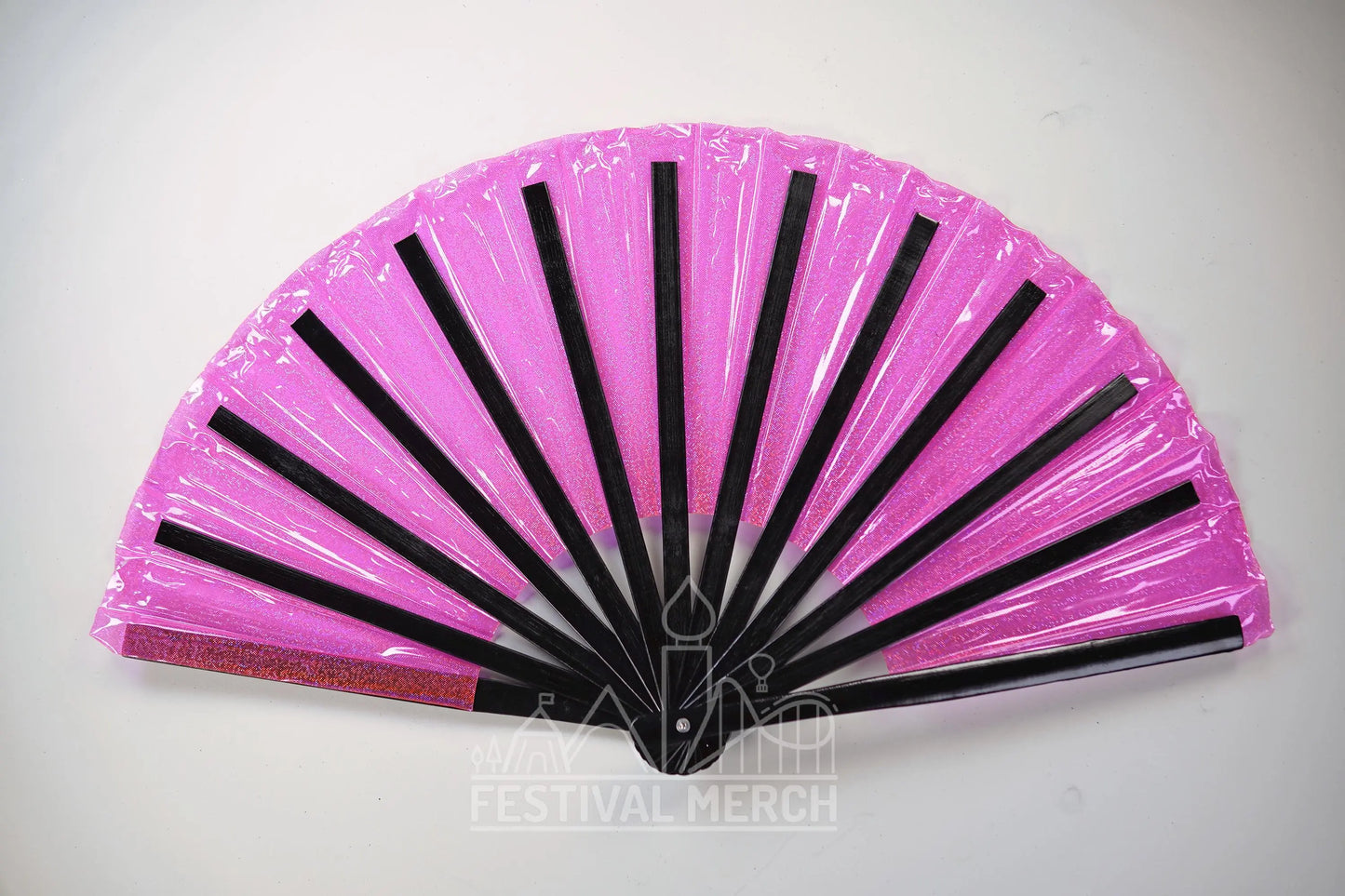 Iridescent Hand Fan XL Bamboo Festival Merch Vinyl Shimmer Clack Fan EDM Rave accessories Pride Festival Holographic Ibiza Holiday