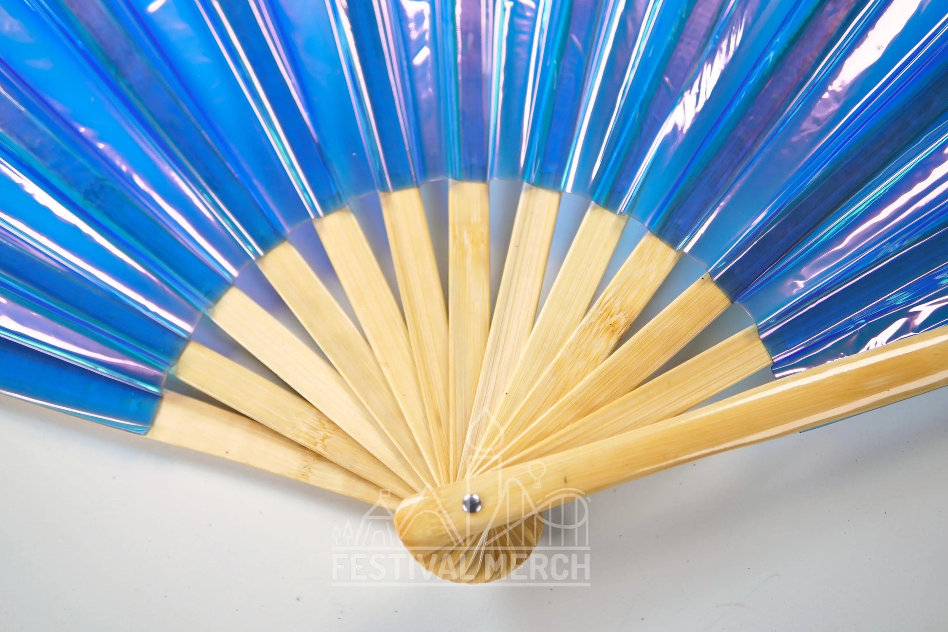 Iridescent Hand Fan XL Bamboo Festival Merch Vinyl Shimmer Clack Fan EDM Rave accessories Pride Festival Holographic Ibiza Holiday