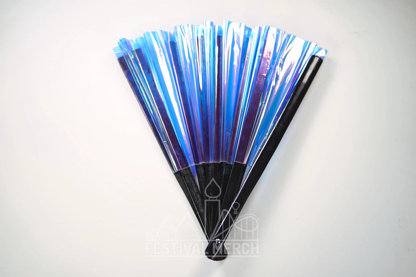Iridescent Hand Fan XL Bamboo Festival Merch Vinyl Shimmer Clack Fan EDM Rave accessories Pride Festival Holographic Ibiza Holiday