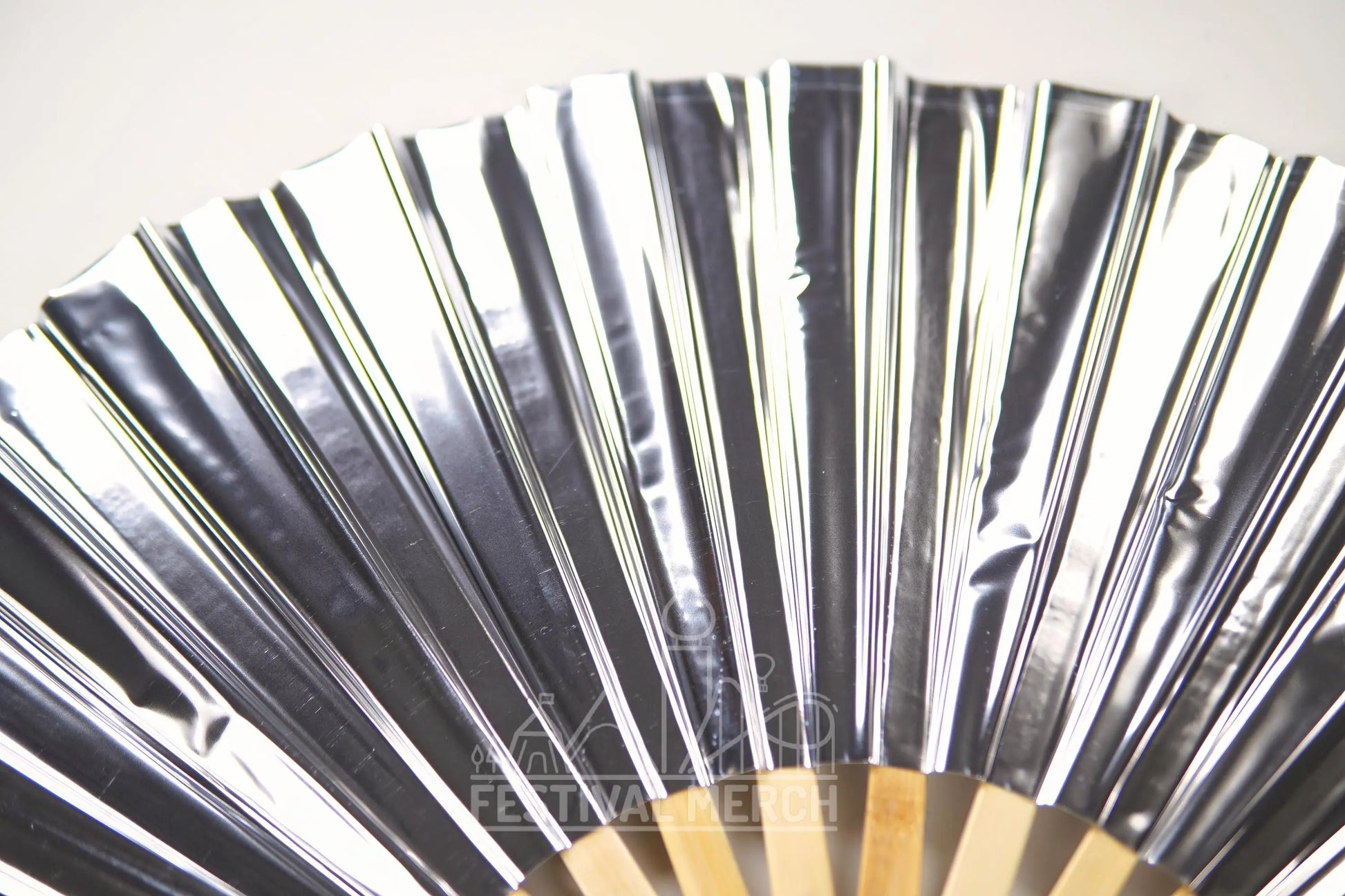 Iridescent Hand Fan XL Bamboo Festival Merch Vinyl Shimmer Clack Fan EDM Rave accessories Pride Festival Holographic Ibiza Holiday