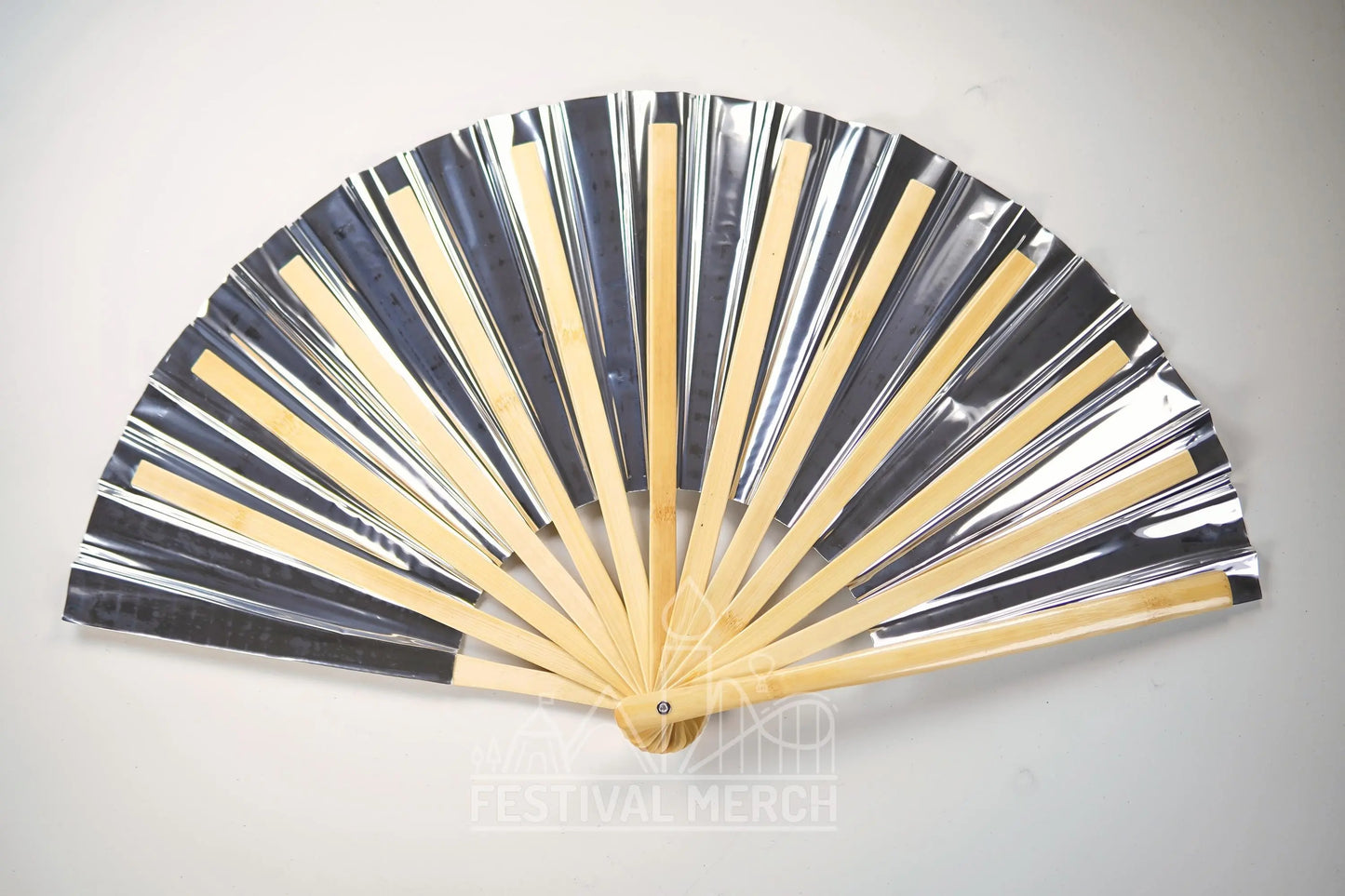Iridescent Hand Fan XL Bamboo Festival Merch Vinyl Shimmer Clack Fan EDM Rave accessories Pride Festival Holographic Ibiza Holiday