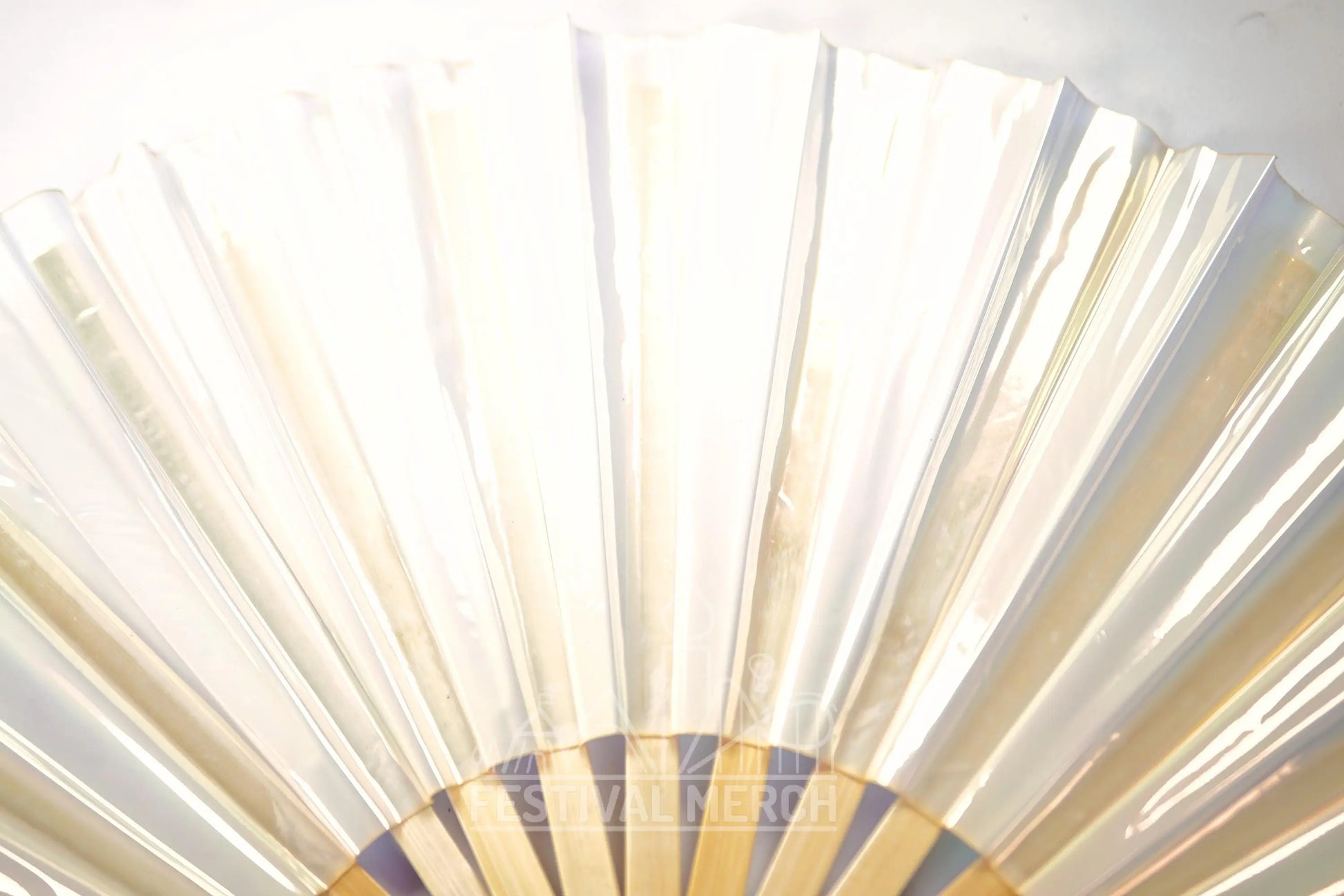 Iridescent Hand Fan XL Bamboo Festival Merch Vinyl Shimmer Clack Fan EDM Rave accessories Pride Festival Holographic Ibiza Holiday