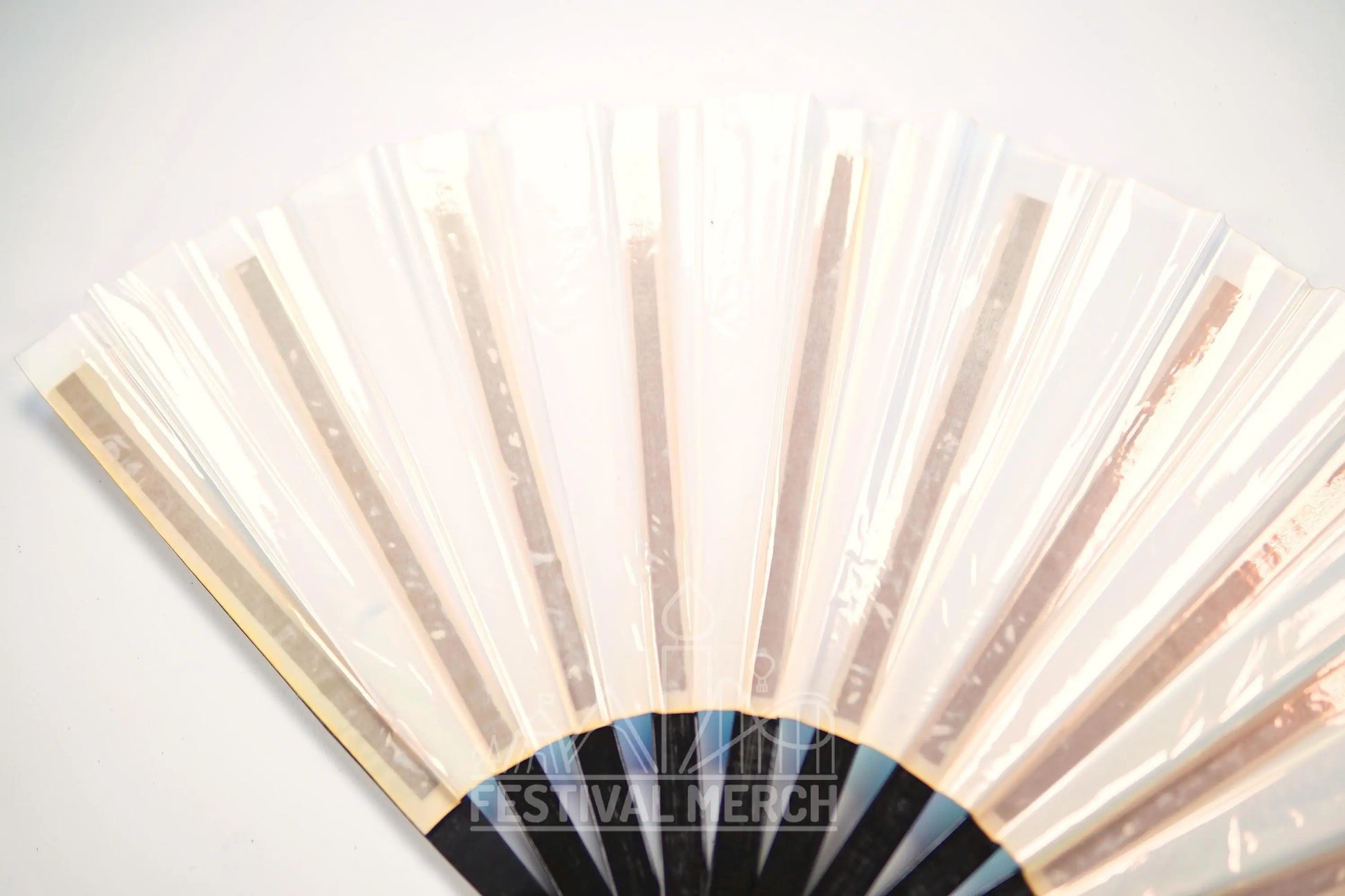 Iridescent Hand Fan XL Bamboo Festival Merch Vinyl Shimmer Clack Fan EDM Rave accessories Pride Festival Holographic Ibiza Holiday