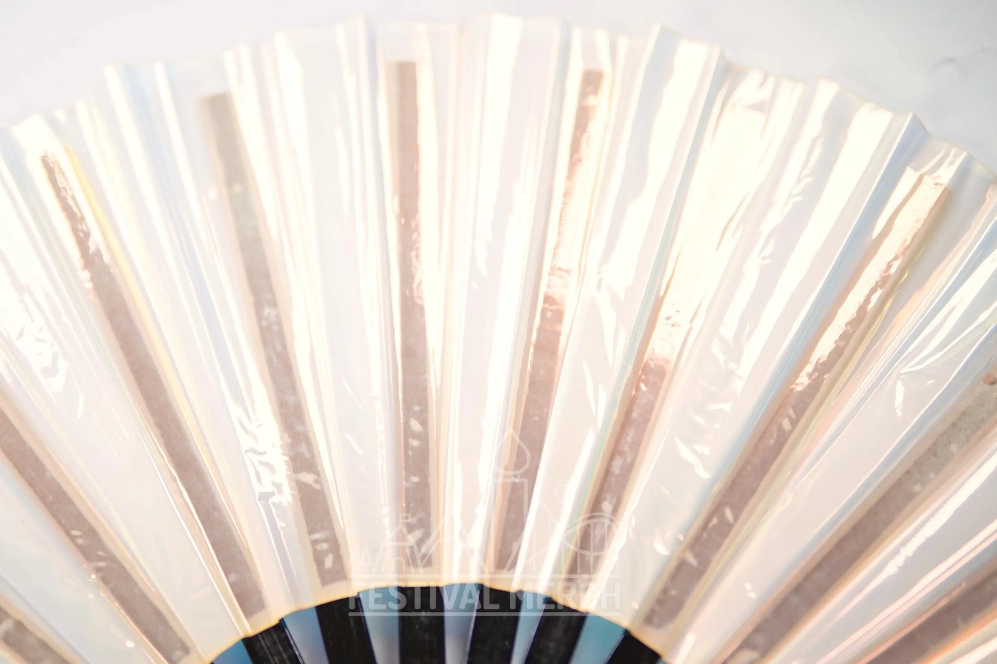 Iridescent Hand Fan XL Bamboo Festival Merch Vinyl Shimmer Clack Fan EDM Rave accessories Pride Festival Holographic Ibiza Holiday