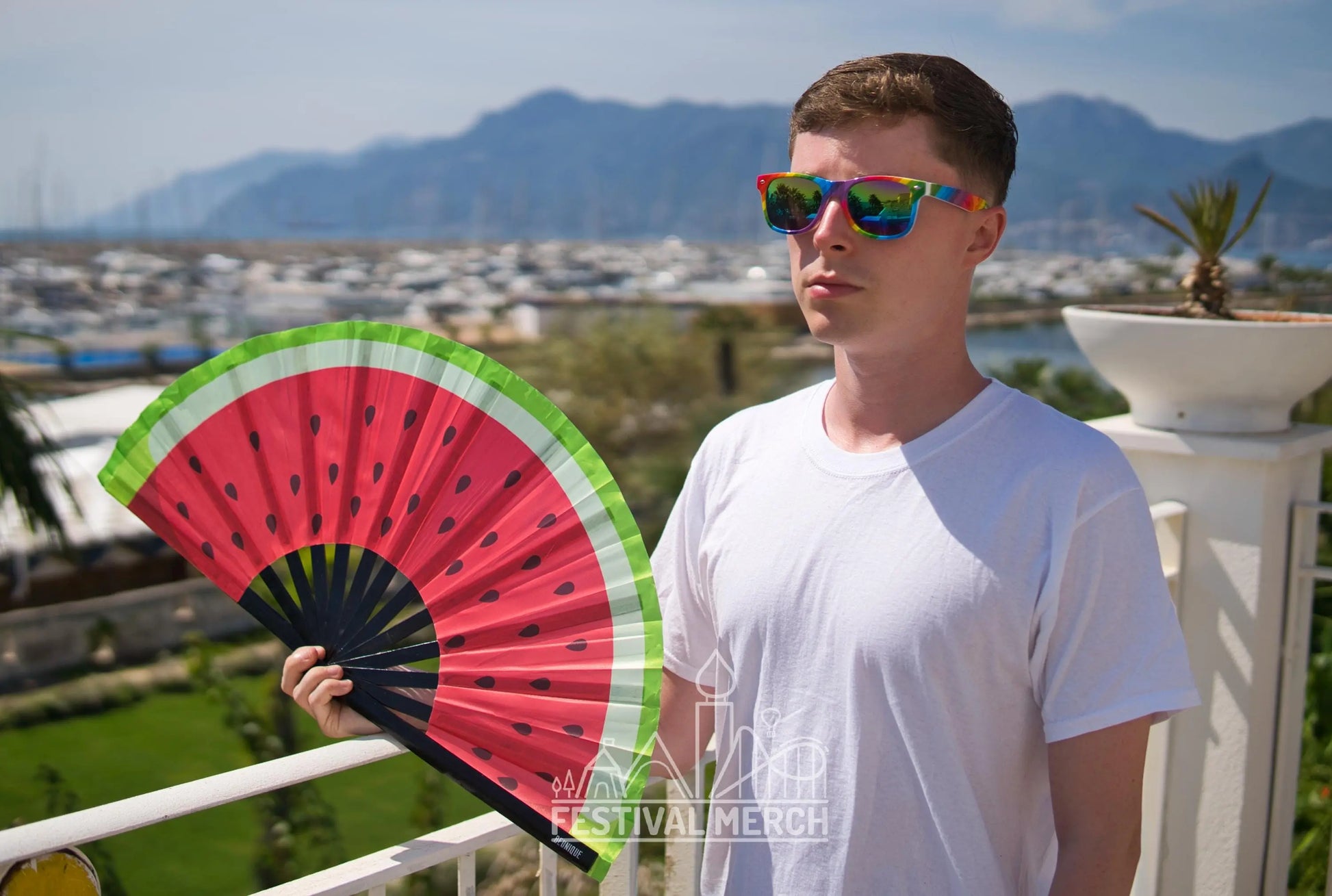 Melon Clack Fan - Watermelon Fan - LARGE Fan! - Summer hand fan - Keep cool on holiday thailand Bahamas florida Spain Mexico caribbean Rome