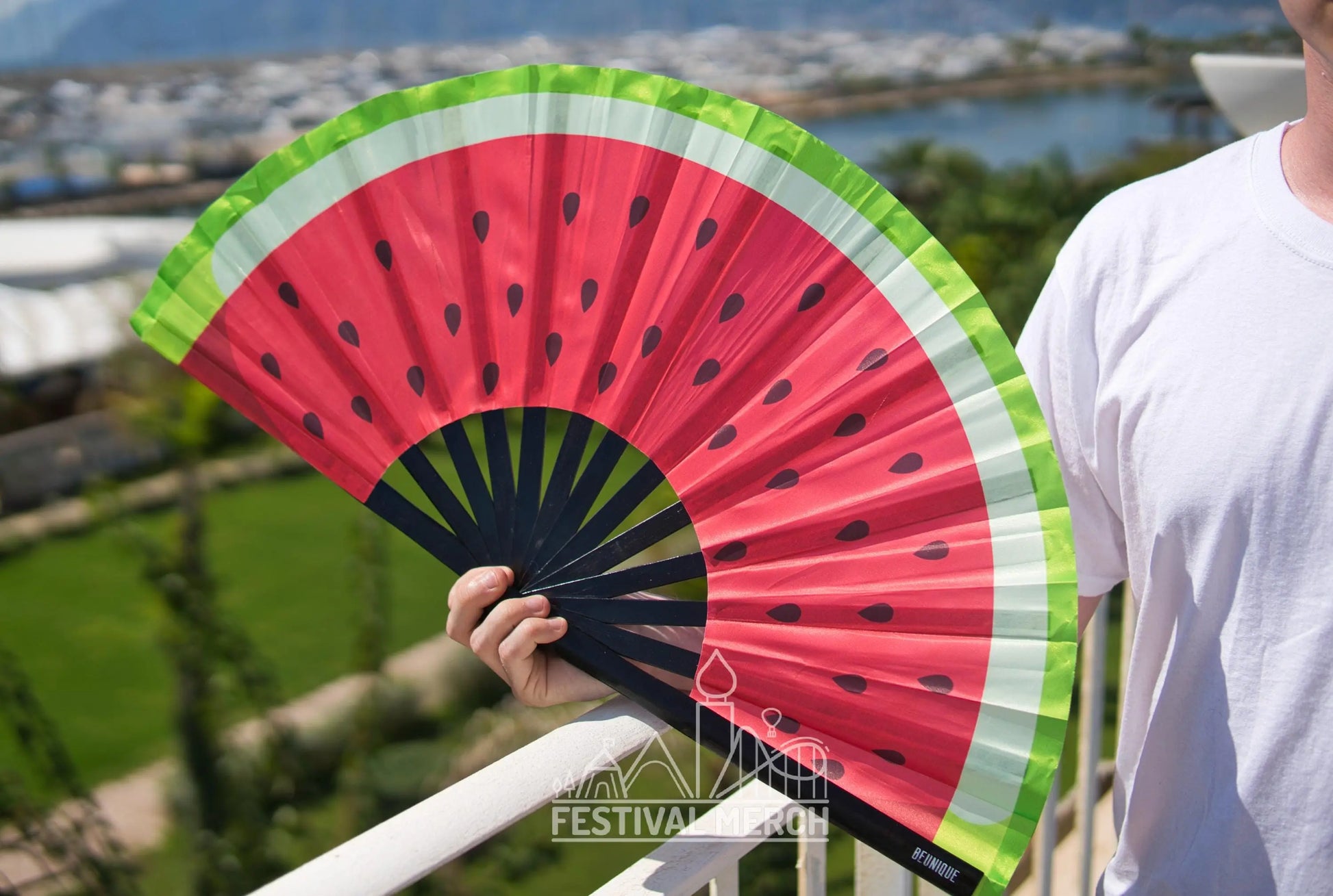 Melon Clack Fan - Watermelon Fan - LARGE Fan! - Summer hand fan - Keep cool on holiday thailand Bahamas florida Spain Mexico caribbean Rome