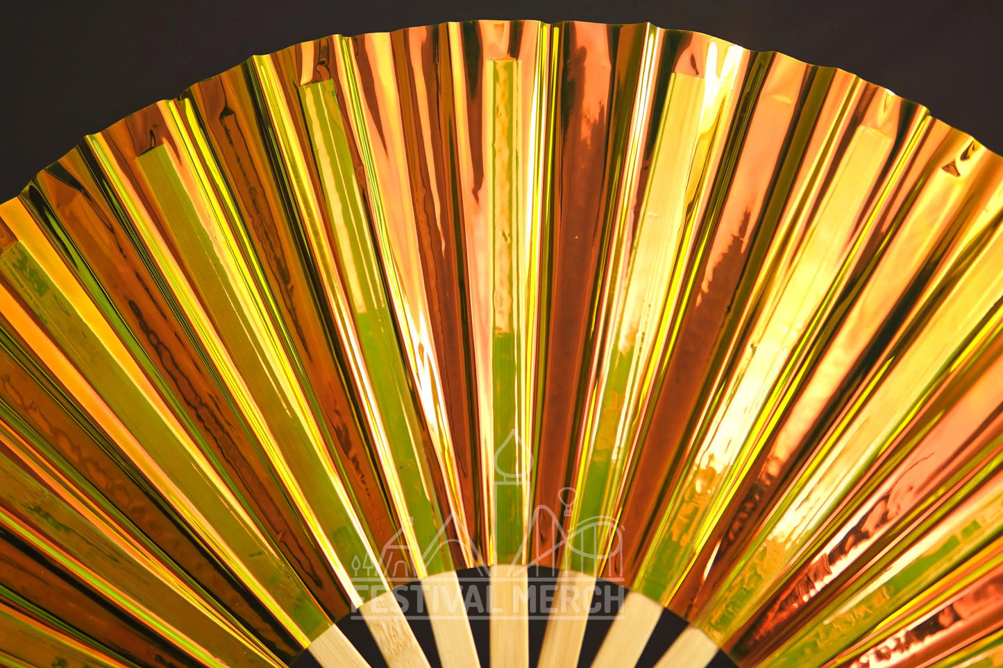 Iridescent Hand Fan XL Bamboo Festival Merch Vinyl Shimmer Clack Fan EDM Rave accessories Pride Festival Holographic Ibiza Holiday