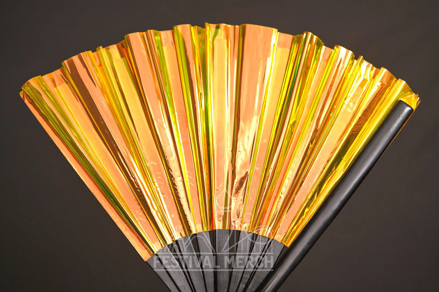 Iridescent Hand Fan XL Bamboo Festival Merch Vinyl Shimmer Clack Fan EDM Rave accessories Pride Festival Holographic Ibiza Holiday