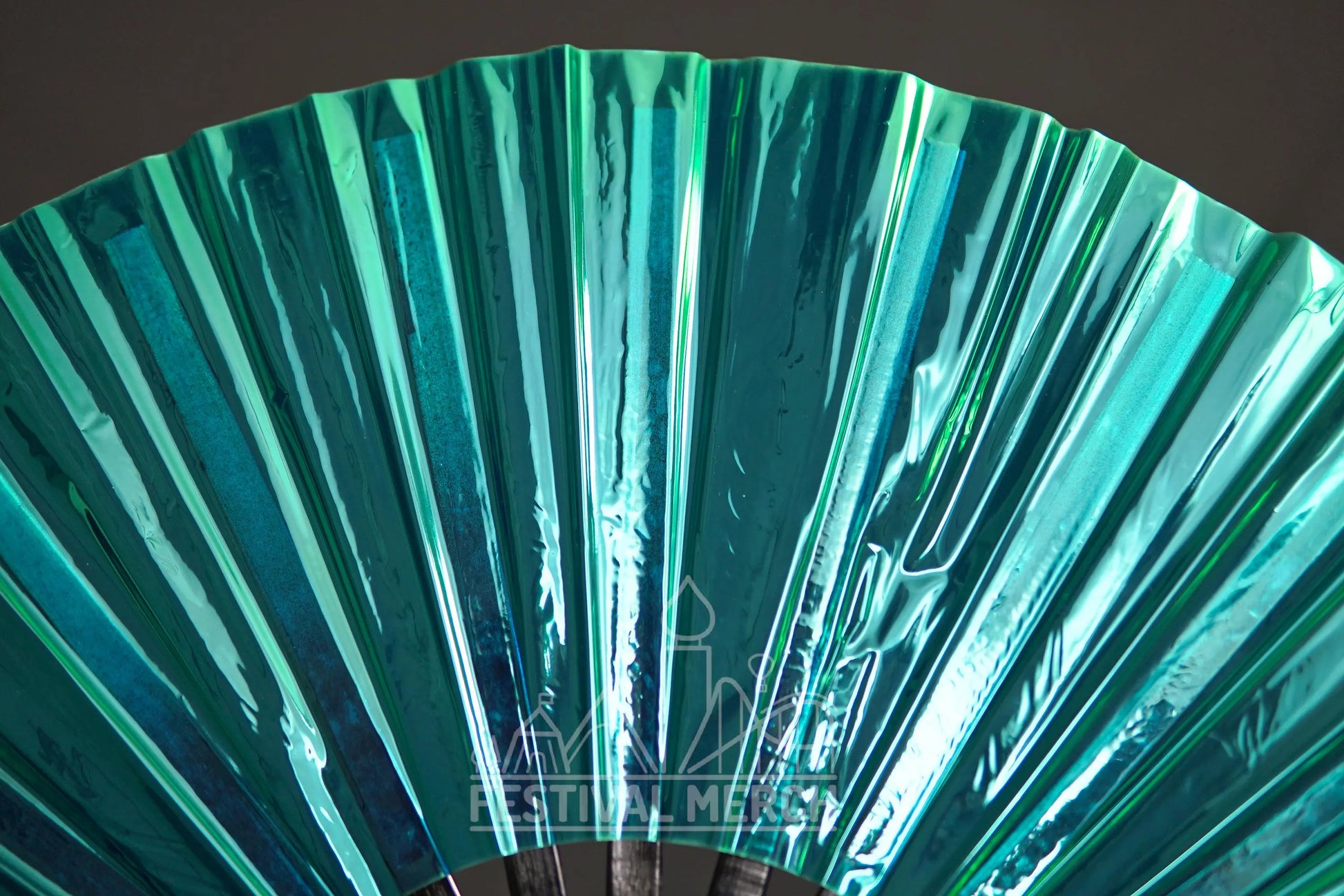 Iridescent Hand Fan XL Bamboo Festival Merch Vinyl Shimmer Clack Fan EDM Rave accessories Pride Festival Holographic Ibiza Holiday