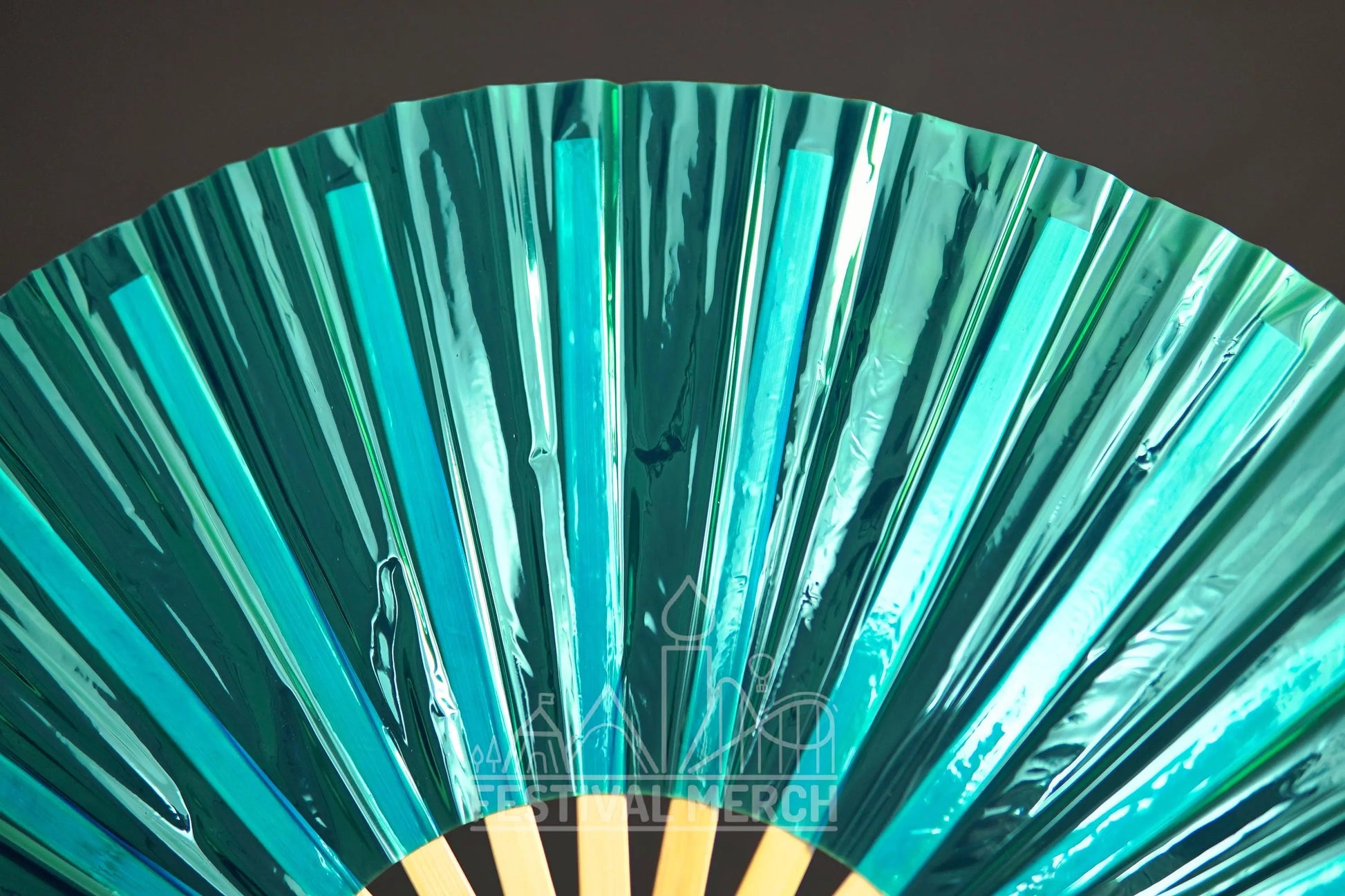 Iridescent Hand Fan XL Bamboo Festival Merch Vinyl Shimmer Clack Fan EDM Rave accessories Pride Festival Holographic Ibiza Holiday