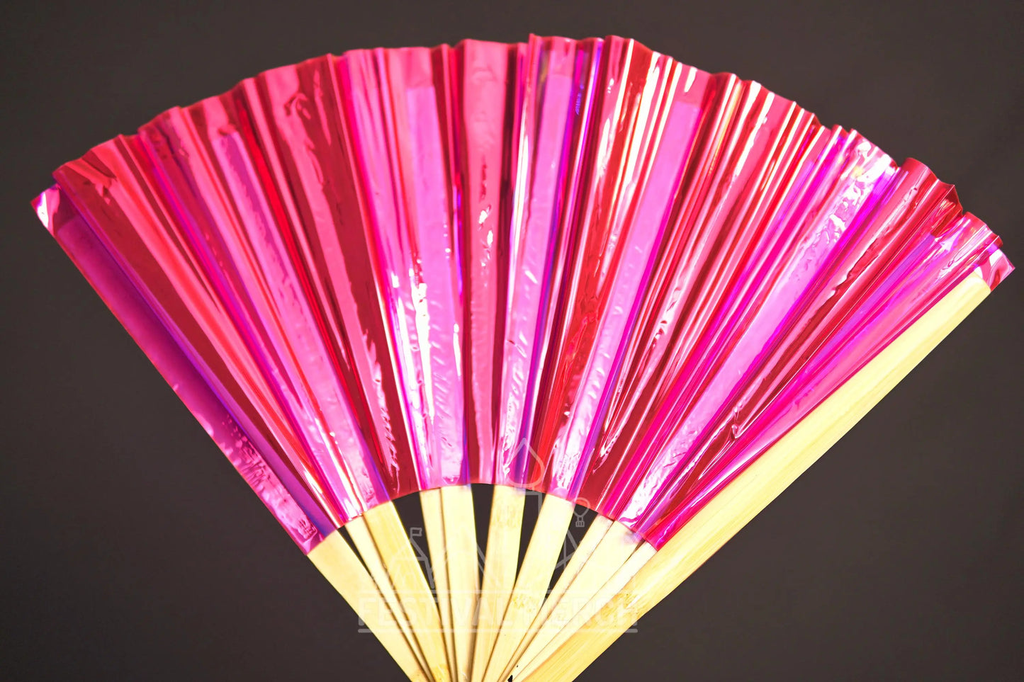 Iridescent Hand Fan XL Bamboo Festival Merch Vinyl Shimmer Clack Fan EDM Rave accessories Pride Festival Holographic Ibiza Holiday