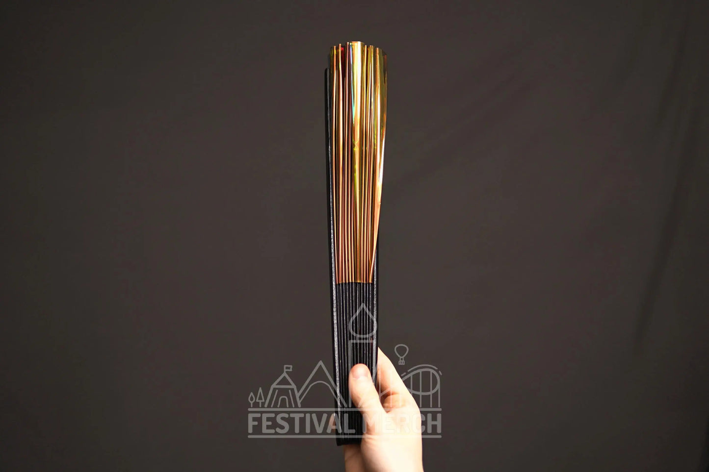 Iridescent Hand Fan XL Bamboo Festival Merch Vinyl Shimmer Clack Fan EDM Rave accessories Pride Festival Holographic Ibiza Holiday