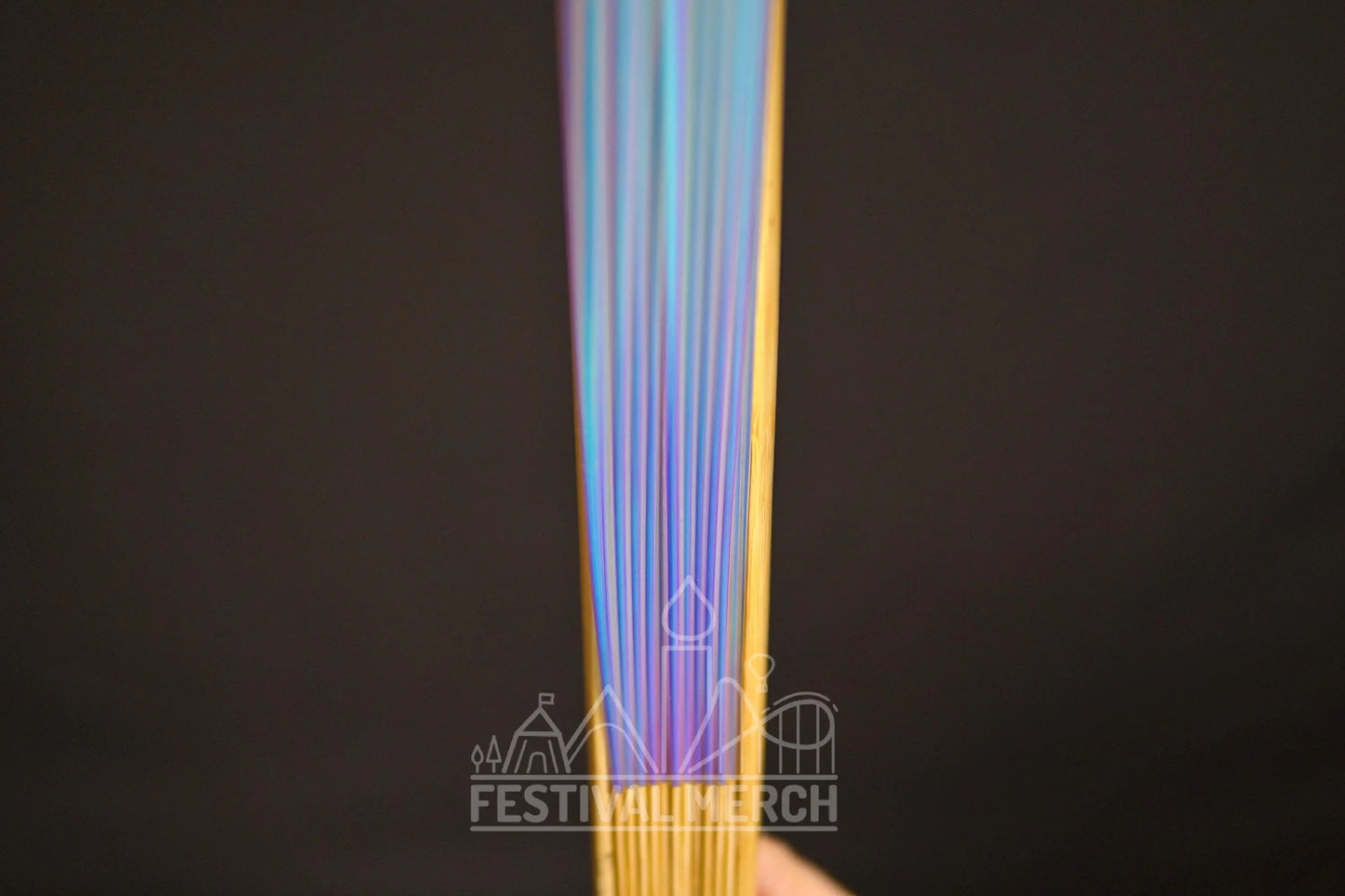 Iridescent Hand Fan XL Bamboo Festival Merch Vinyl Shimmer Clack Fan EDM Rave accessories Pride Festival Holographic Ibiza Holiday