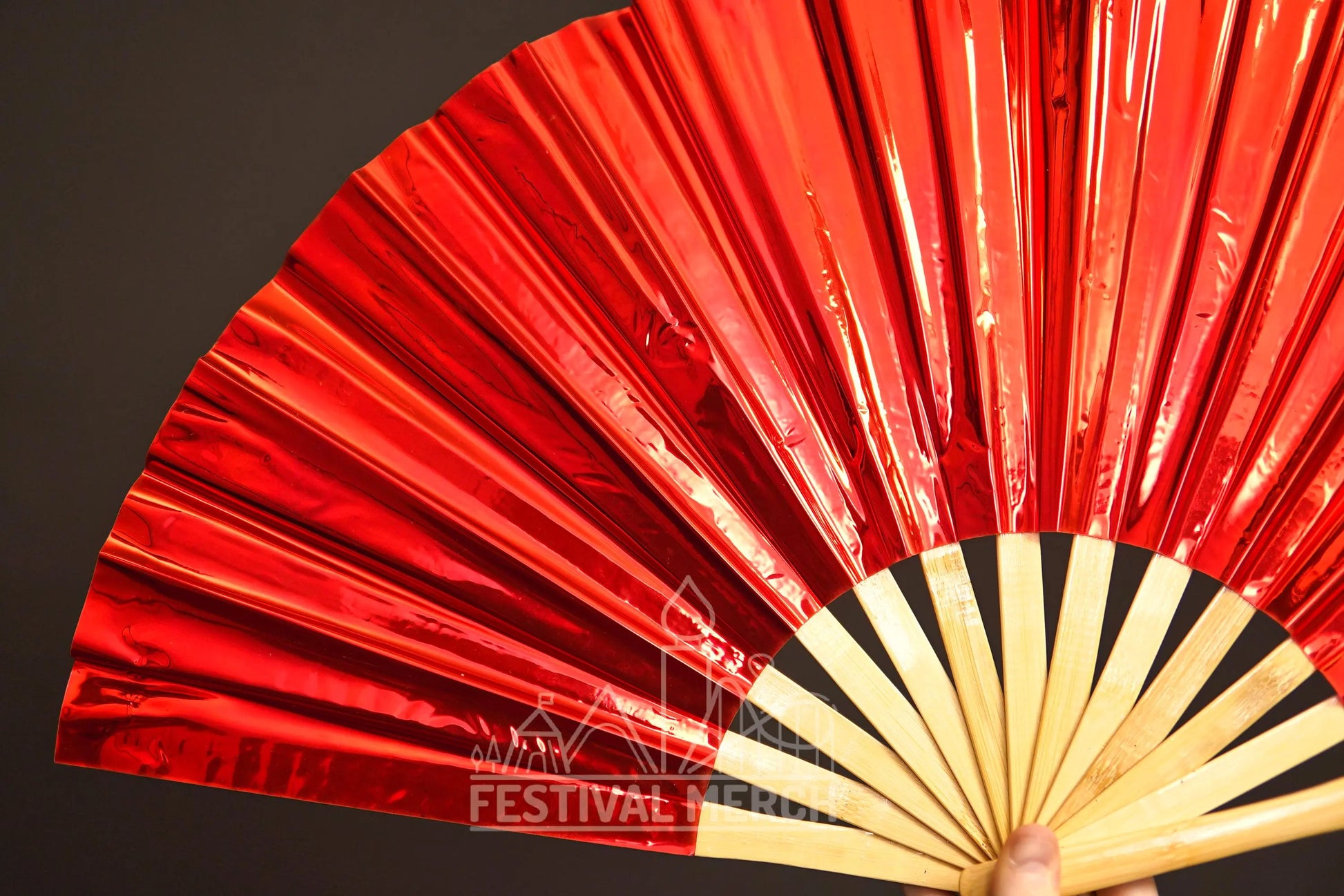 Iridescent Hand Fan XL Bamboo Festival Merch Vinyl Shimmer Clack Fan EDM Rave accessories Pride Festival Holographic Ibiza Holiday