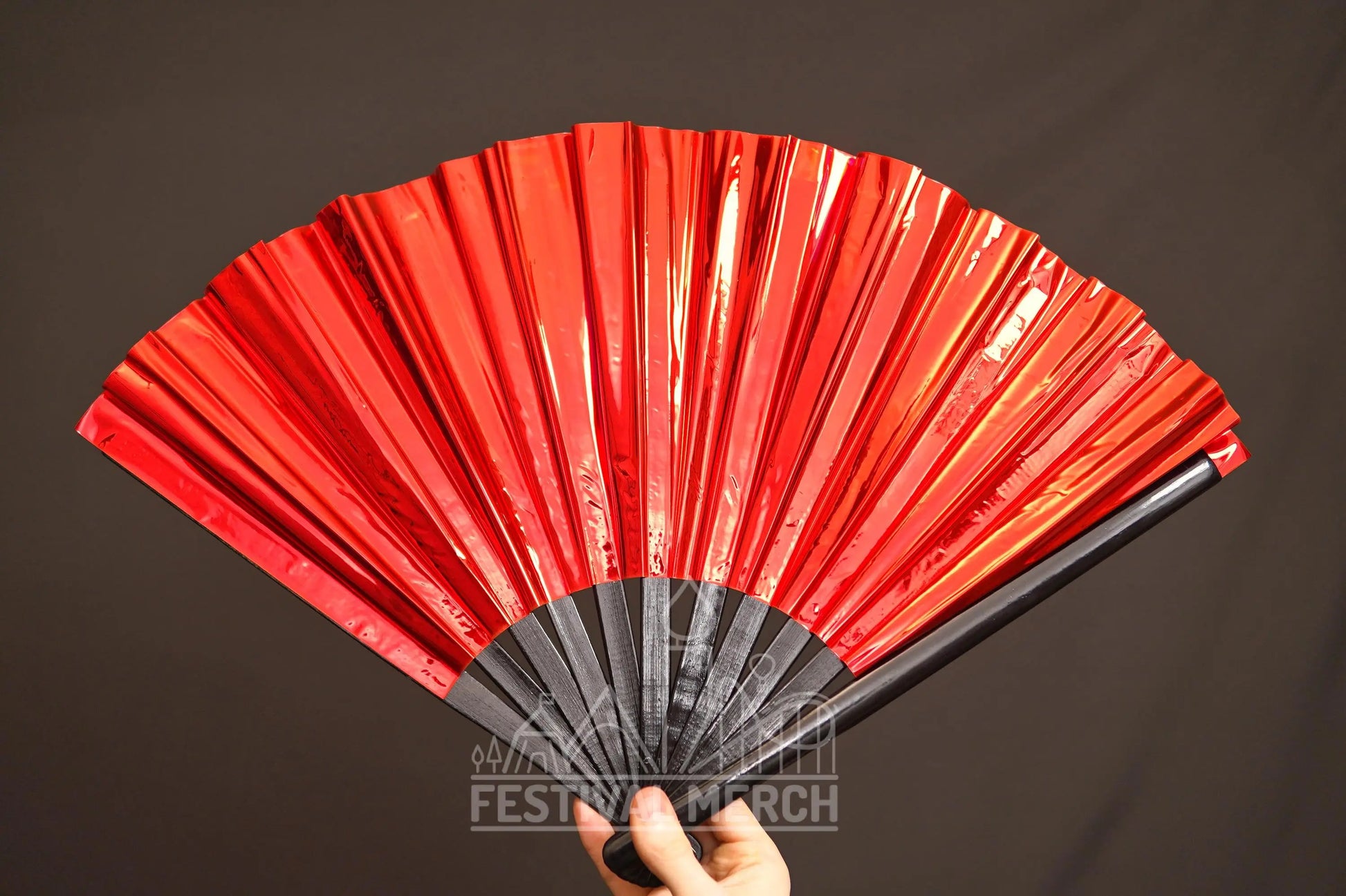 Iridescent Hand Fan XL Bamboo Festival Merch Vinyl Shimmer Clack Fan EDM Rave accessories Pride Festival Holographic Ibiza Holiday