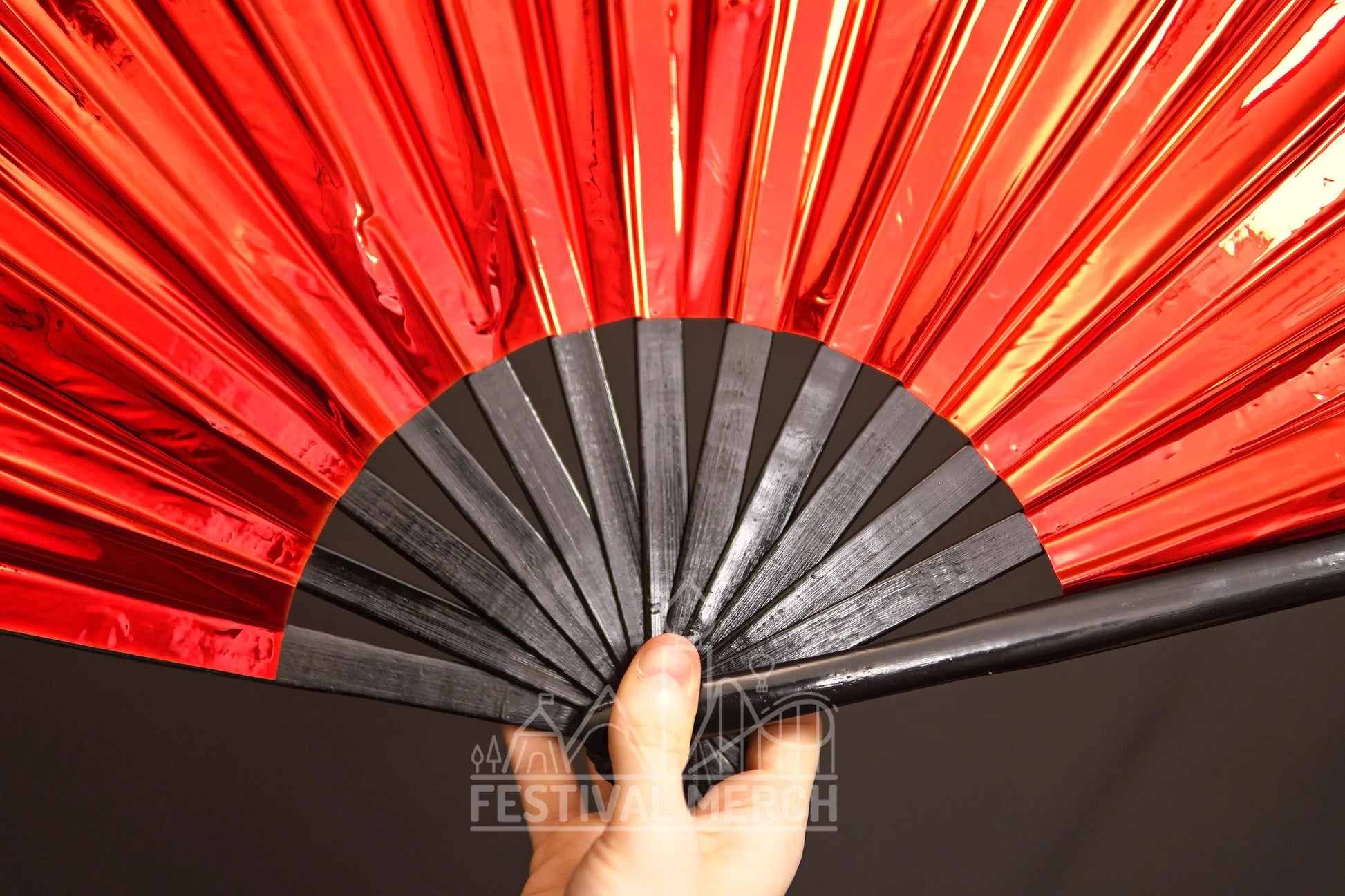 Iridescent Hand Fan XL Bamboo Festival Merch Vinyl Shimmer Clack Fan EDM Rave accessories Pride Festival Holographic Ibiza Holiday