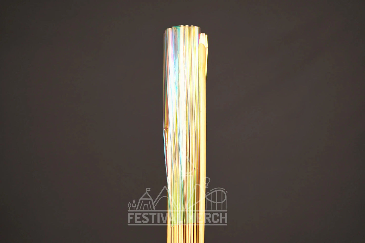 Iridescent Hand Fan XL Bamboo Festival Merch Vinyl Shimmer Clack Fan EDM Rave accessories Pride Festival Holographic Ibiza Holiday