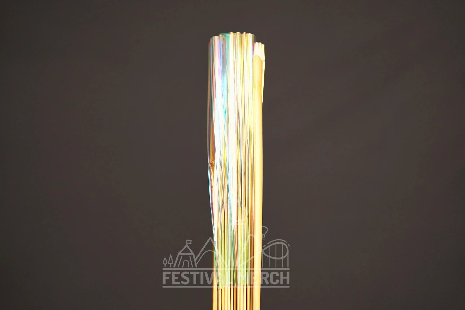 Iridescent Hand Fan XL Bamboo Festival Merch Vinyl Shimmer Clack Fan EDM Rave accessories Pride Festival Holographic Ibiza Holiday