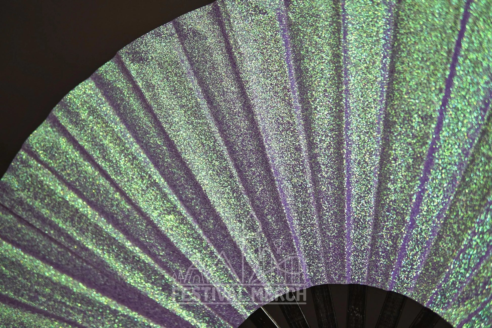 Iridescent Hand Fan XL Bamboo Festival Merch Vinyl Shimmer Clack Fan EDM Rave accessories Pride Festival Holographic Ibiza Holiday
