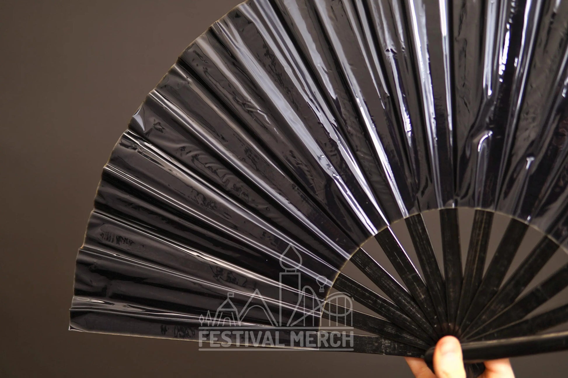 Iridescent Hand Fan XL Bamboo Festival Merch Vinyl Shimmer Clack Fan EDM Rave accessories Pride Festival Holographic Ibiza Holiday