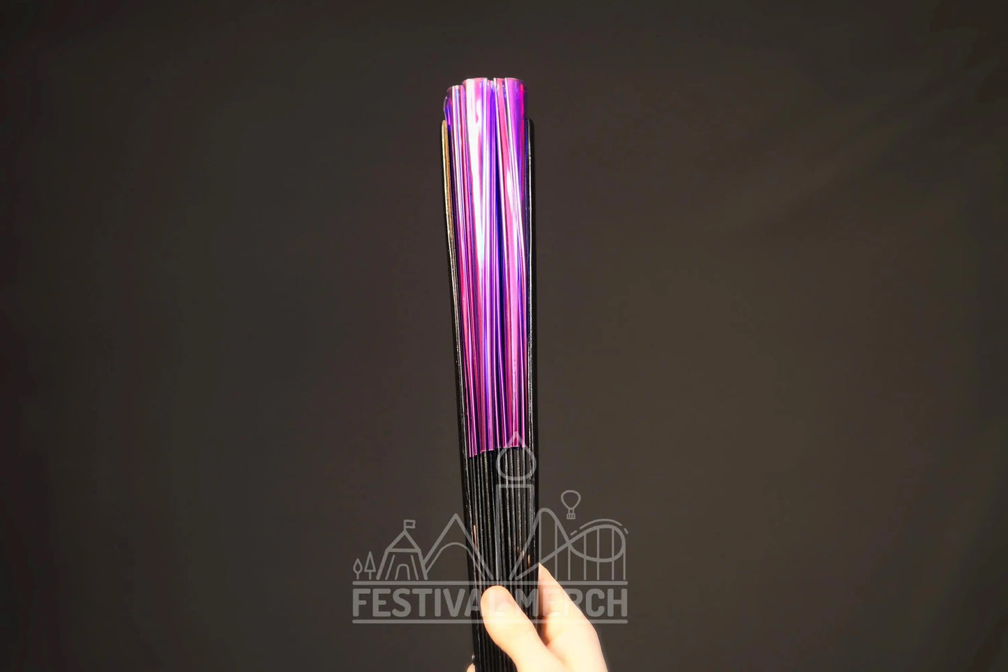 Iridescent Hand Fan XL Bamboo Festival Merch Vinyl Shimmer Clack Fan EDM Rave accessories Pride Festival Holographic Ibiza Holiday