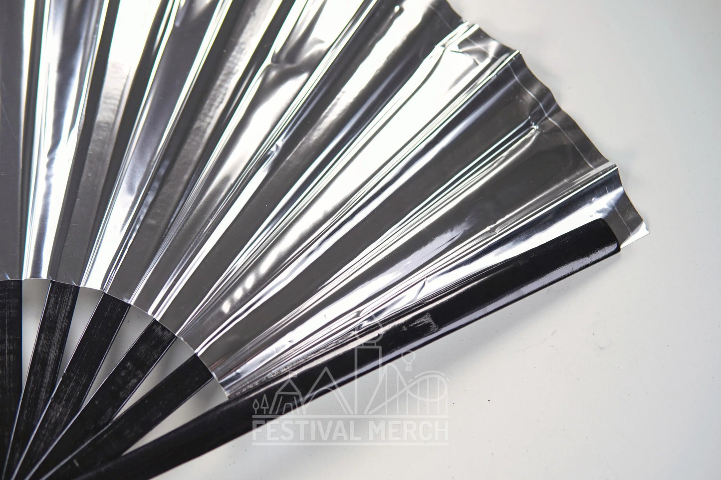 Iridescent Hand Fan XL Bamboo Festival Merch Vinyl Shimmer Clack Fan EDM Rave accessories Pride Festival Holographic Ibiza Holiday