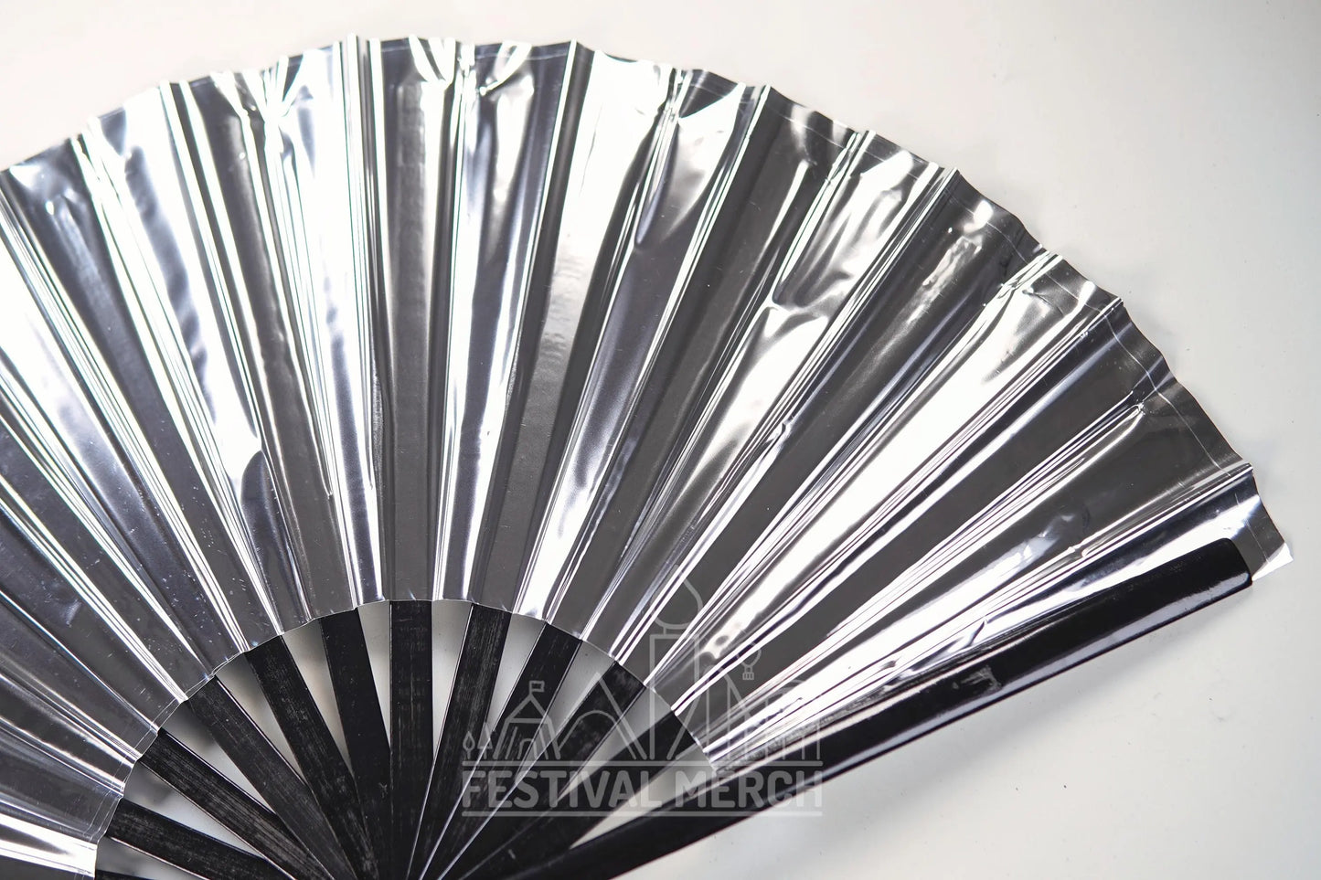 Iridescent Hand Fan XL Bamboo Festival Merch Vinyl Shimmer Clack Fan EDM Rave accessories Pride Festival Holographic Ibiza Holiday