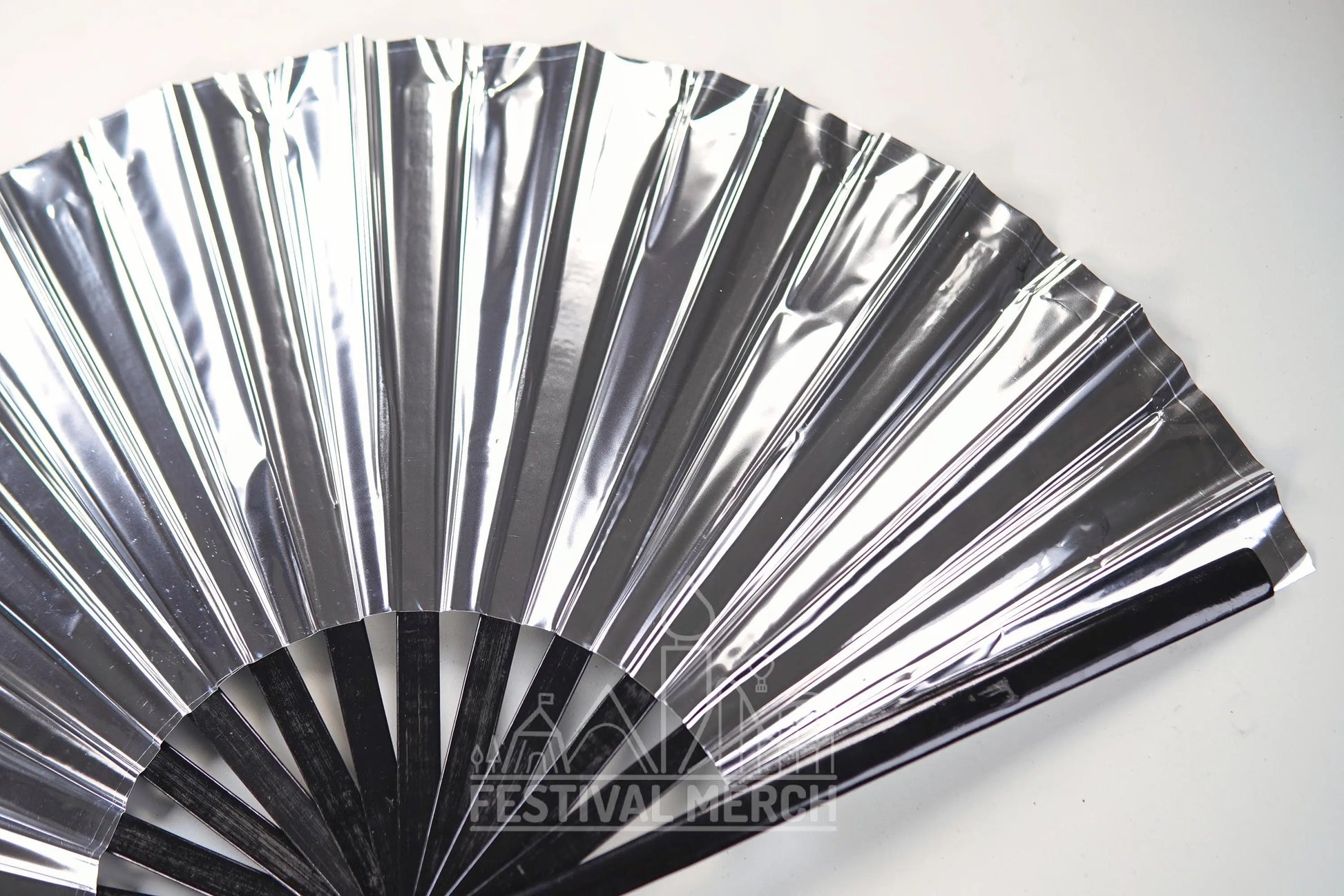 Iridescent Hand Fan XL Bamboo Festival Merch Vinyl Shimmer Clack Fan EDM Rave accessories Pride Festival Holographic Ibiza Holiday