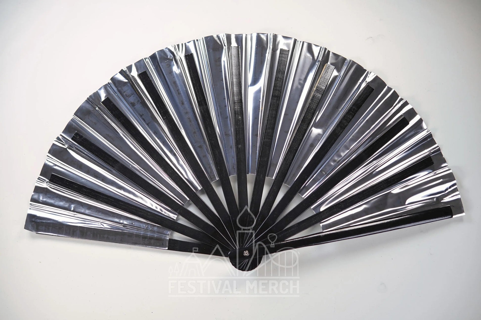 Iridescent Hand Fan XL Bamboo Festival Merch Vinyl Shimmer Clack Fan EDM Rave accessories Pride Festival Holographic Ibiza Holiday