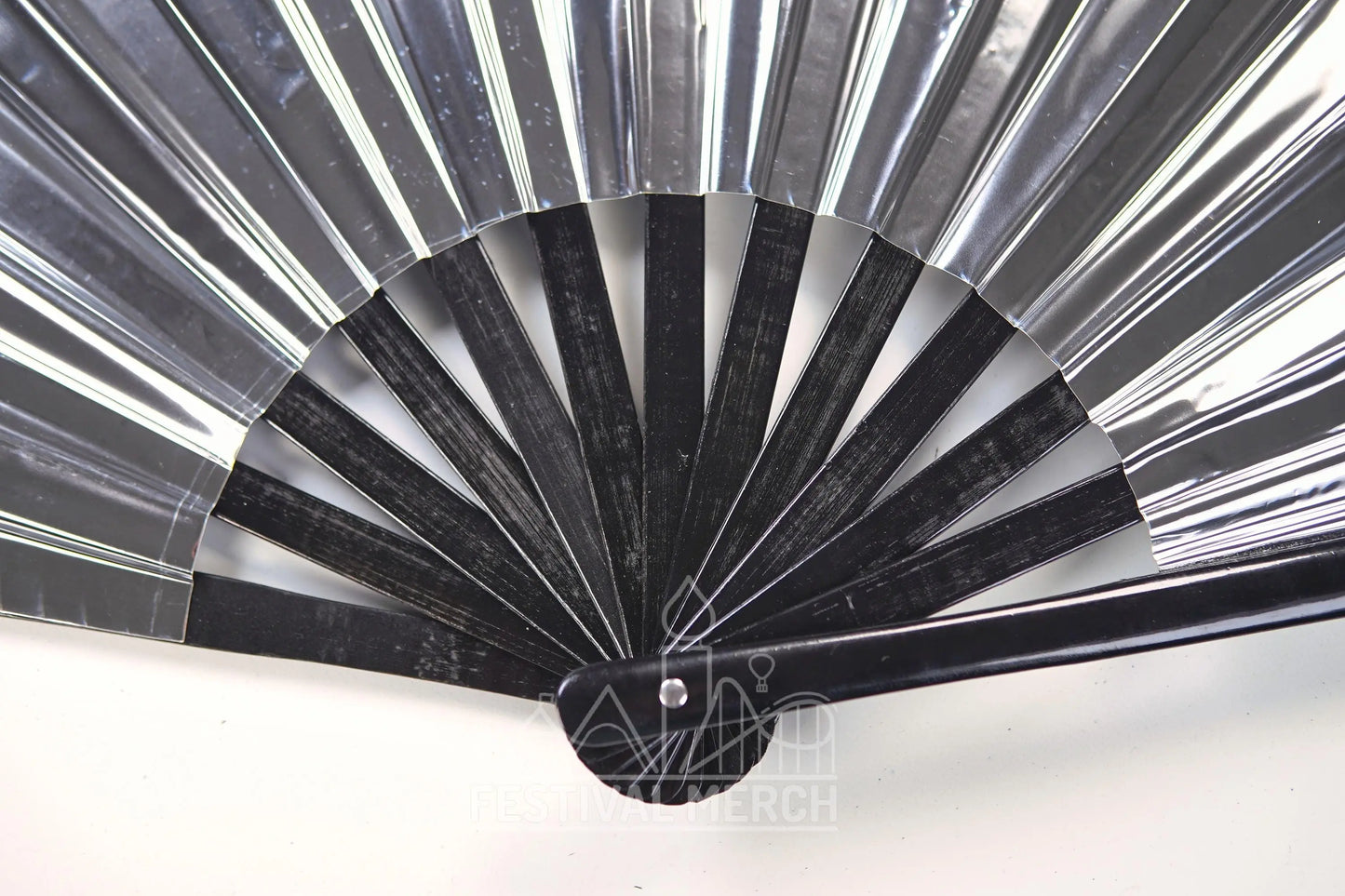 Iridescent Hand Fan XL Bamboo Festival Merch Vinyl Shimmer Clack Fan EDM Rave accessories Pride Festival Holographic Ibiza Holiday
