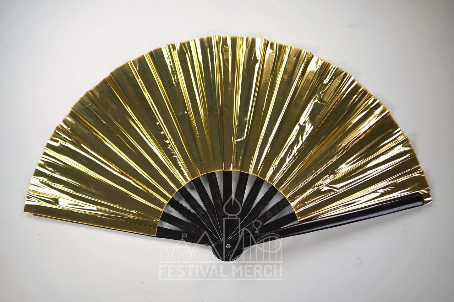 Iridescent Hand Fan XL Bamboo Festival Merch Vinyl Shimmer Clack Fan EDM Rave accessories Pride Festival Holographic Ibiza Holiday