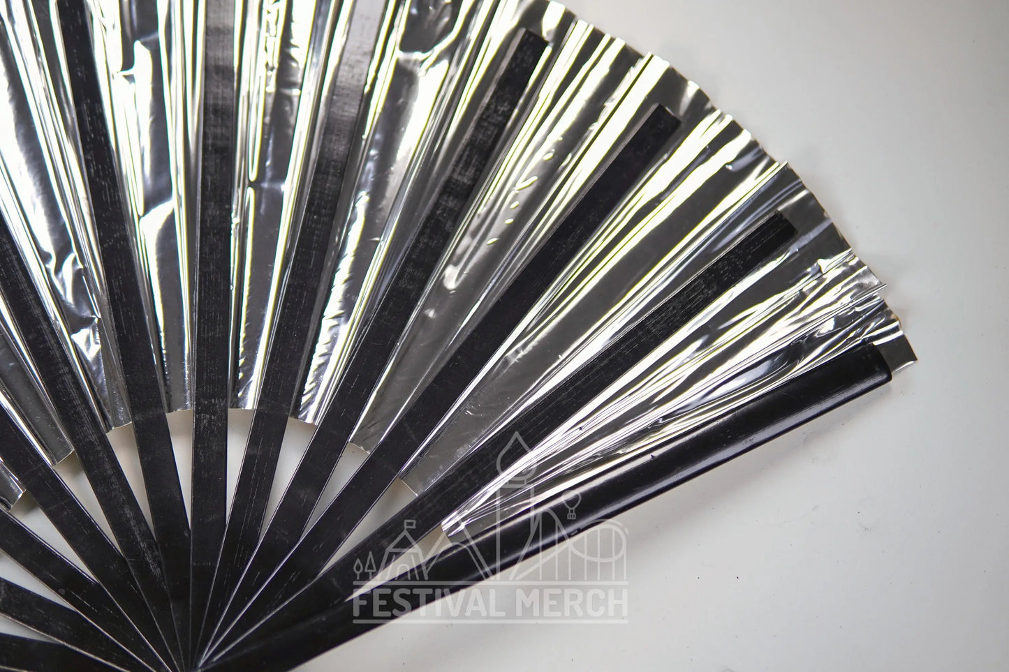 Iridescent Hand Fan XL Bamboo Festival Merch Vinyl Shimmer Clack Fan EDM Rave accessories Pride Festival Holographic Ibiza Holiday