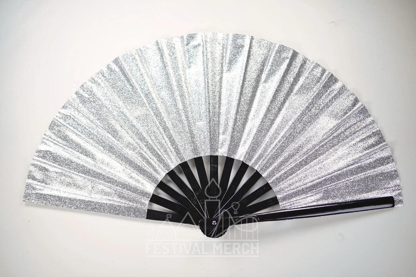 Iridescent Hand Fan XL Bamboo Festival Merch Vinyl Shimmer Clack Fan EDM Rave accessories Pride Festival Holographic Ibiza Holiday