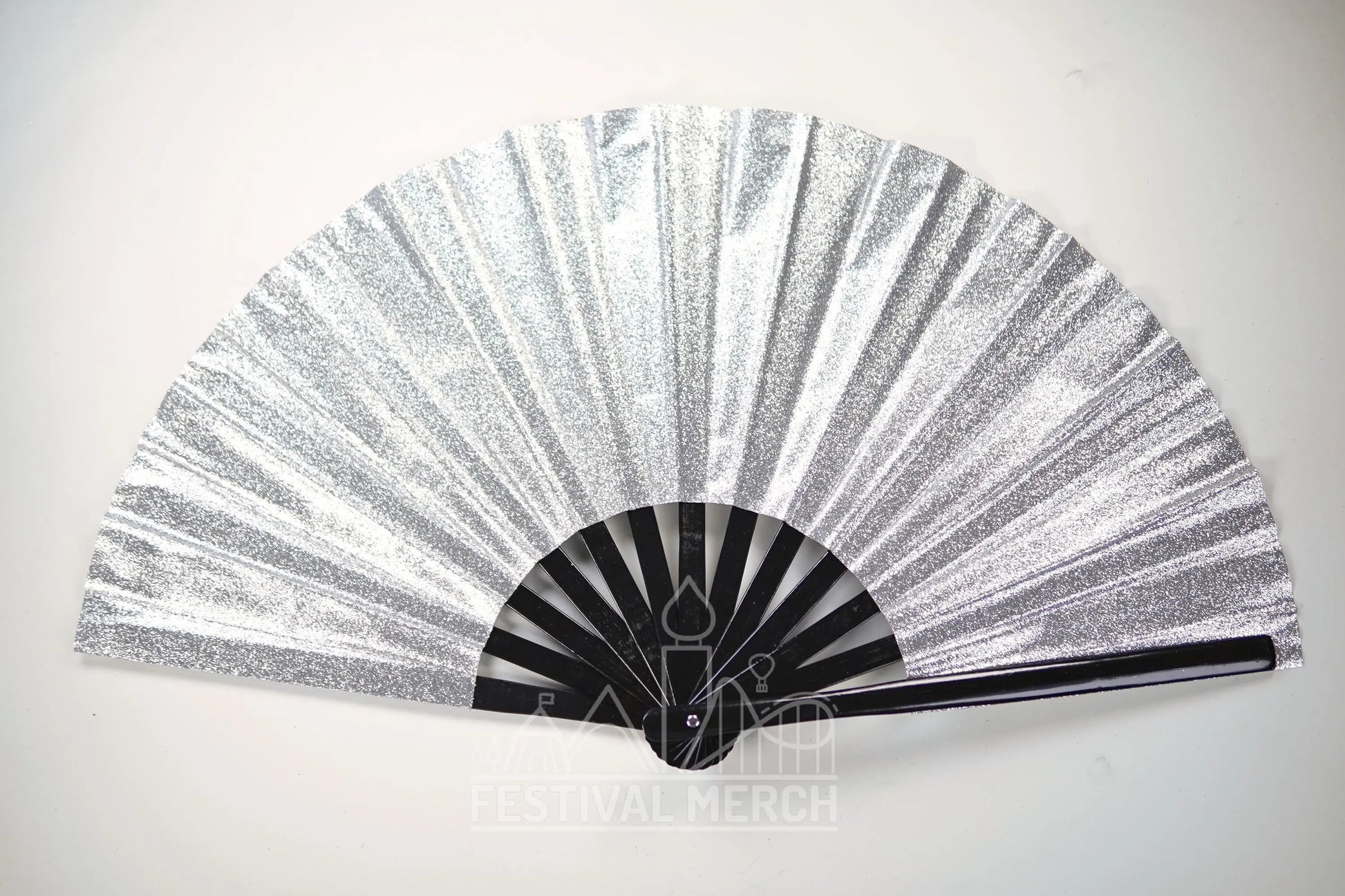 Iridescent Hand Fan XL Bamboo Festival Merch Vinyl Shimmer Clack Fan EDM Rave accessories Pride Festival Holographic Ibiza Holiday