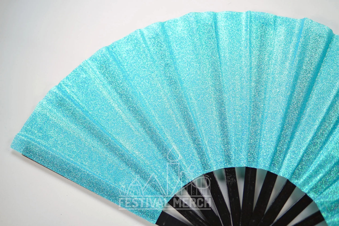 Iridescent Hand Fan XL Bamboo Festival Merch Vinyl Shimmer Clack Fan EDM Rave accessories Pride Festival Holographic Ibiza Holiday