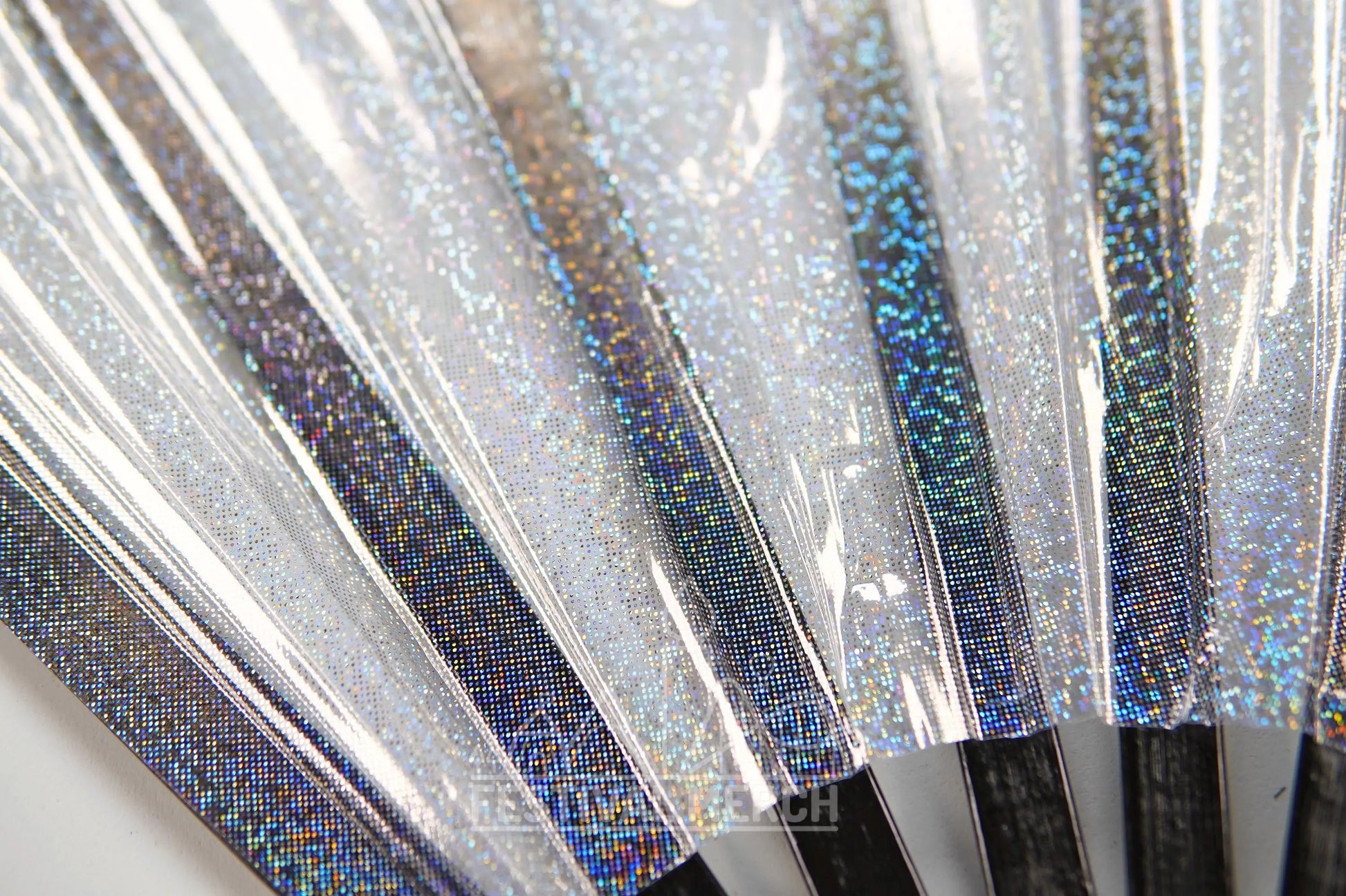 Iridescent Hand Fan XL Bamboo Festival Merch Vinyl Shimmer Clack Fan EDM Rave accessories Pride Festival Holographic Ibiza Holiday