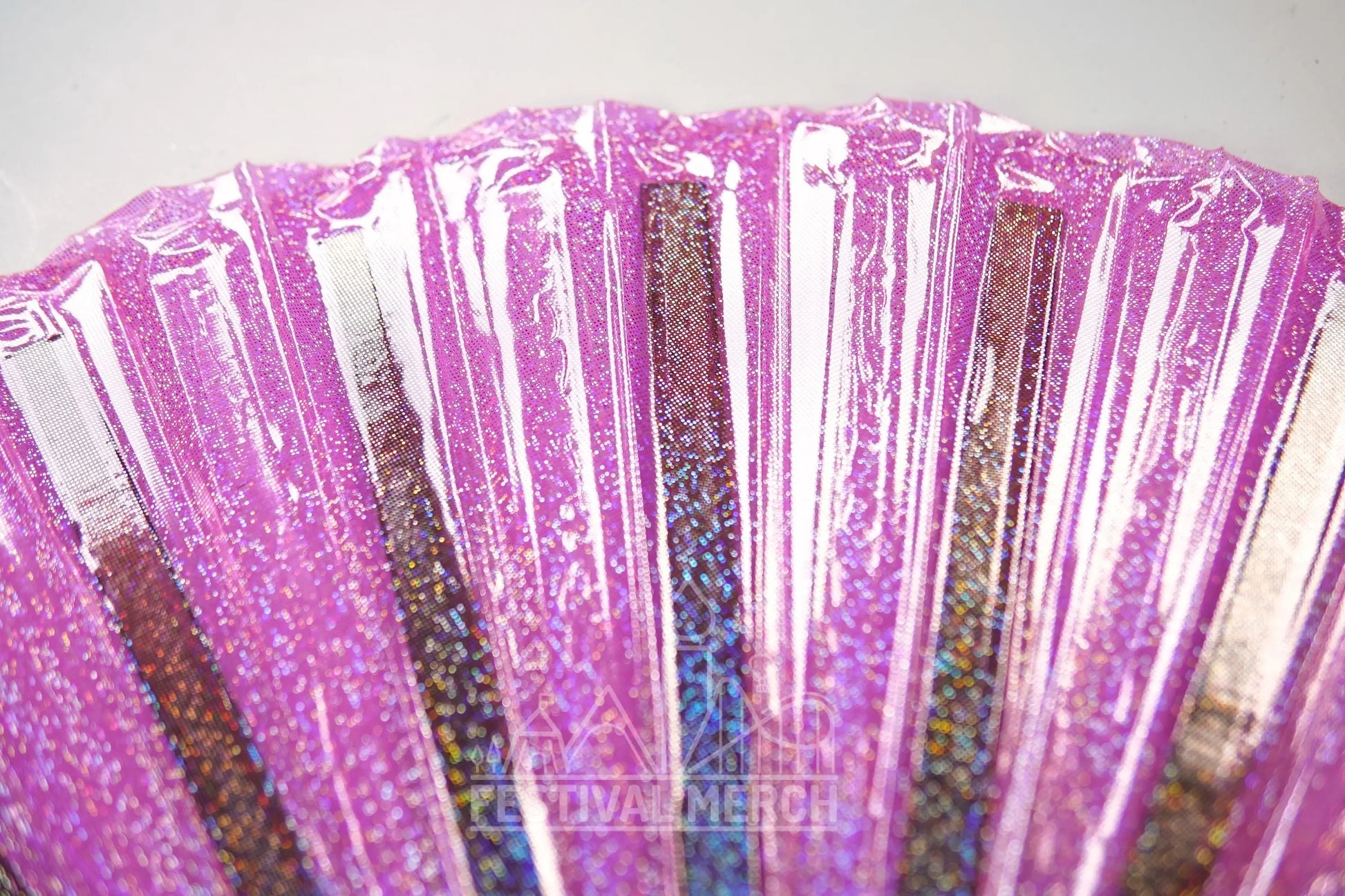 Iridescent Hand Fan XL Bamboo Festival Merch Vinyl Shimmer Clack Fan EDM Rave accessories Pride Festival Holographic Ibiza Holiday