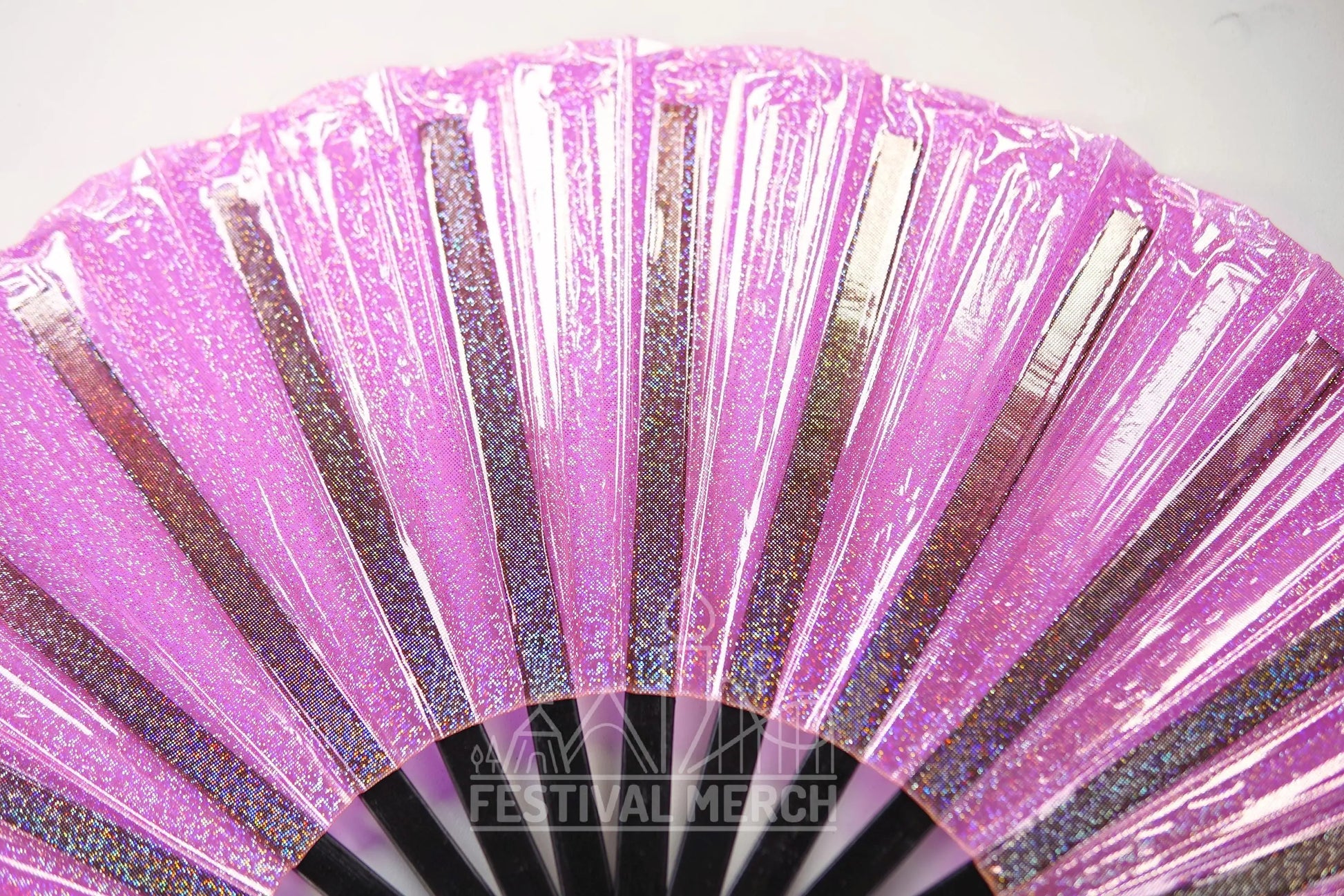 Iridescent Hand Fan XL Bamboo Festival Merch Vinyl Shimmer Clack Fan EDM Rave accessories Pride Festival Holographic Ibiza Holiday
