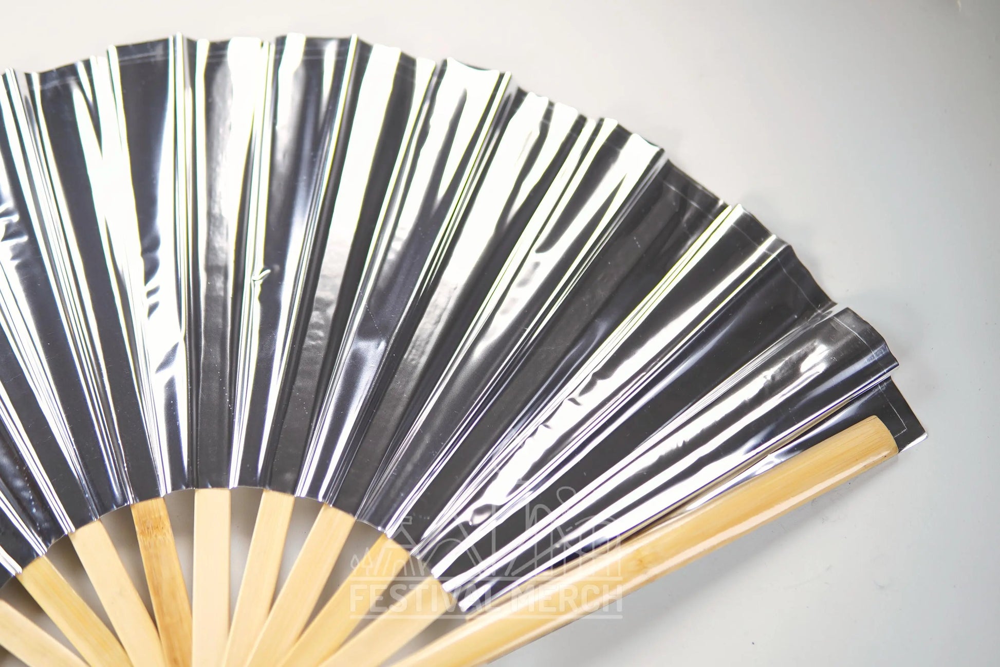Iridescent Hand Fan XL Bamboo Festival Merch Vinyl Shimmer Clack Fan EDM Rave accessories Pride Festival Holographic Ibiza Holiday