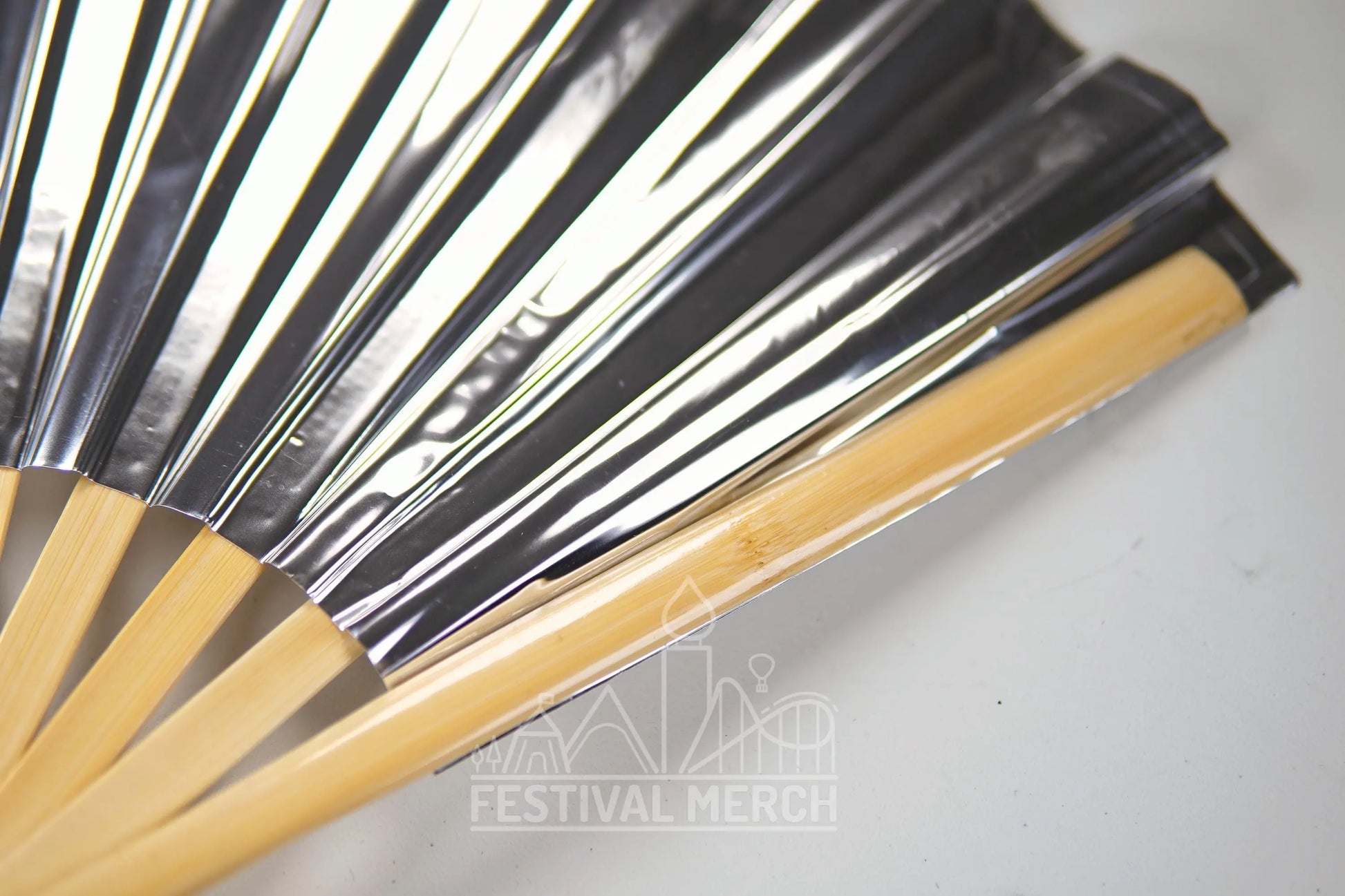 Iridescent Hand Fan XL Bamboo Festival Merch Vinyl Shimmer Clack Fan EDM Rave accessories Pride Festival Holographic Ibiza Holiday