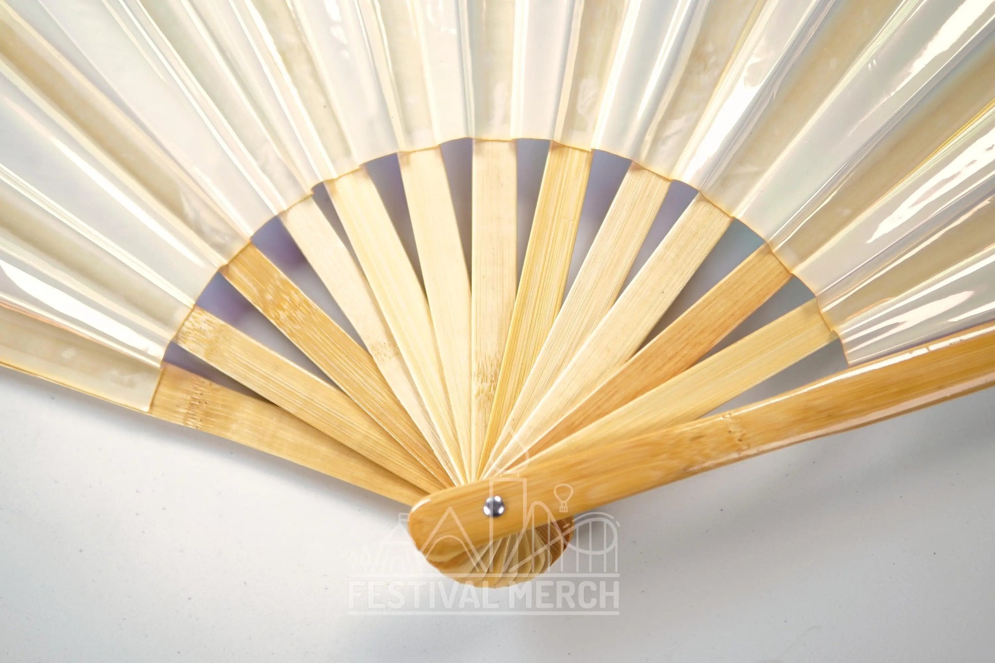 Iridescent Hand Fan XL Bamboo Festival Merch Vinyl Shimmer Clack Fan EDM Rave accessories Pride Festival Holographic Ibiza Holiday