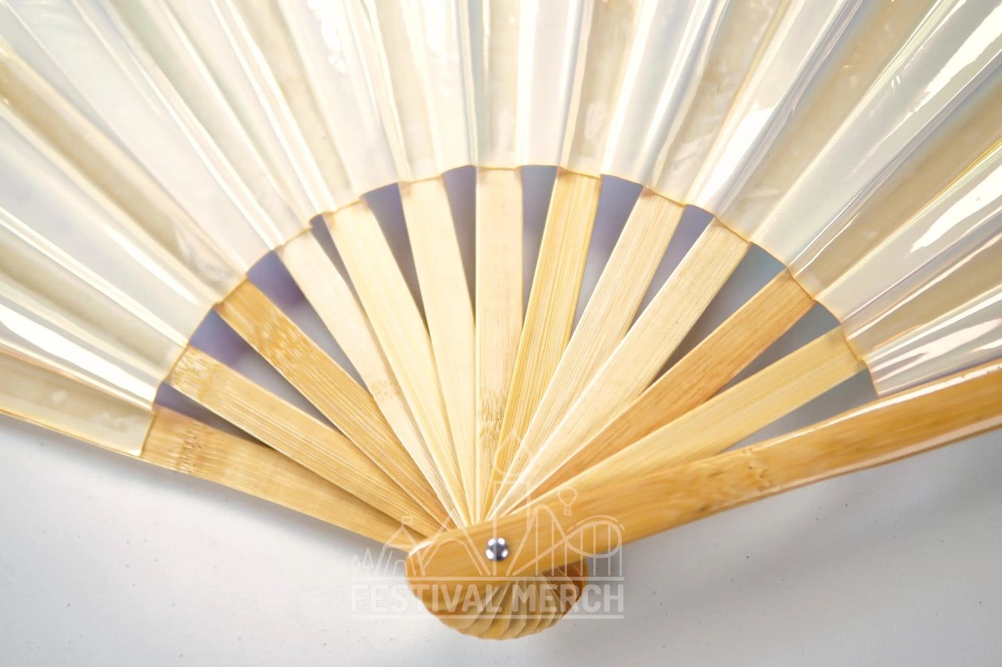 Iridescent Hand Fan XL Bamboo Festival Merch Vinyl Shimmer Clack Fan EDM Rave accessories Pride Festival Holographic Ibiza Holiday