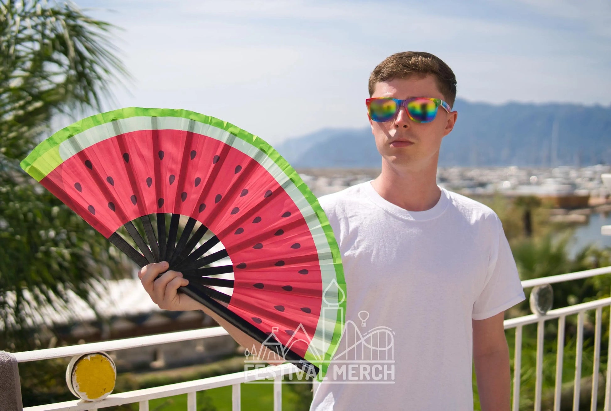 Melon Clack Fan - Watermelon Fan - LARGE Fan! - Summer hand fan - Keep cool on holiday thailand Bahamas florida Spain Mexico caribbean Rome