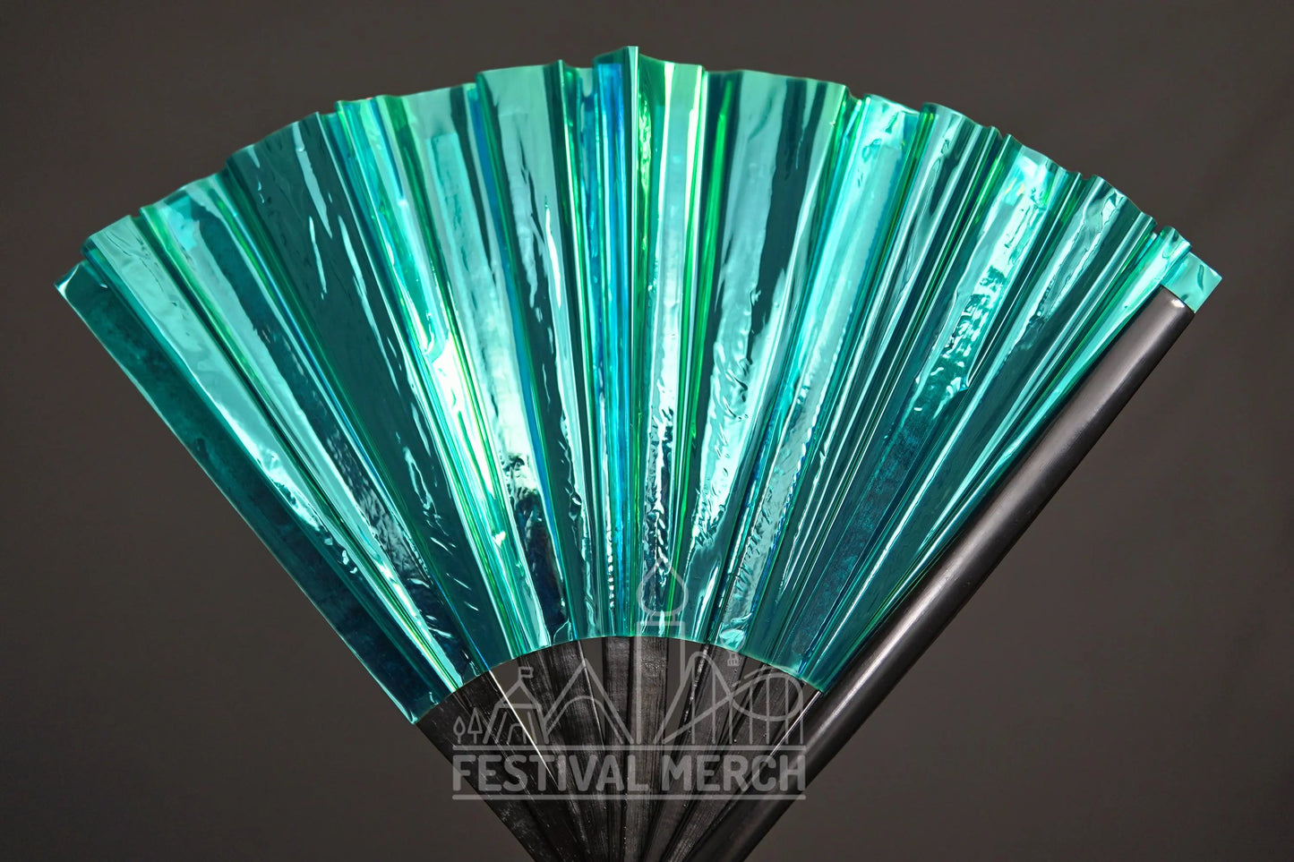 Iridescent Hand Fan XL Bamboo Festival Merch Vinyl Shimmer Clack Fan EDM Rave accessories Pride Festival Holographic Ibiza Holiday